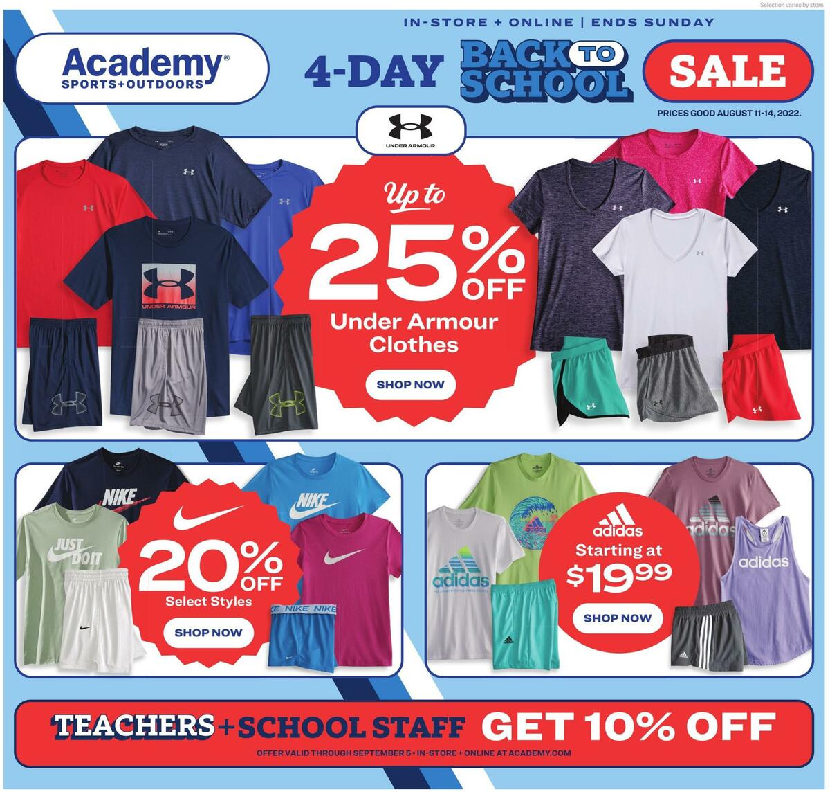 Academy Sports + Outdoors 4-Day Sale Weekly Ad from August 11