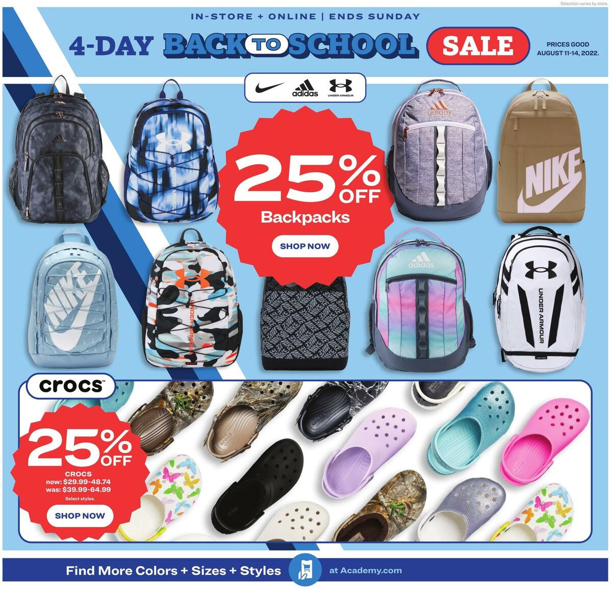 Academy Sports + Outdoors 4-Day Sale Weekly Ad from August 11