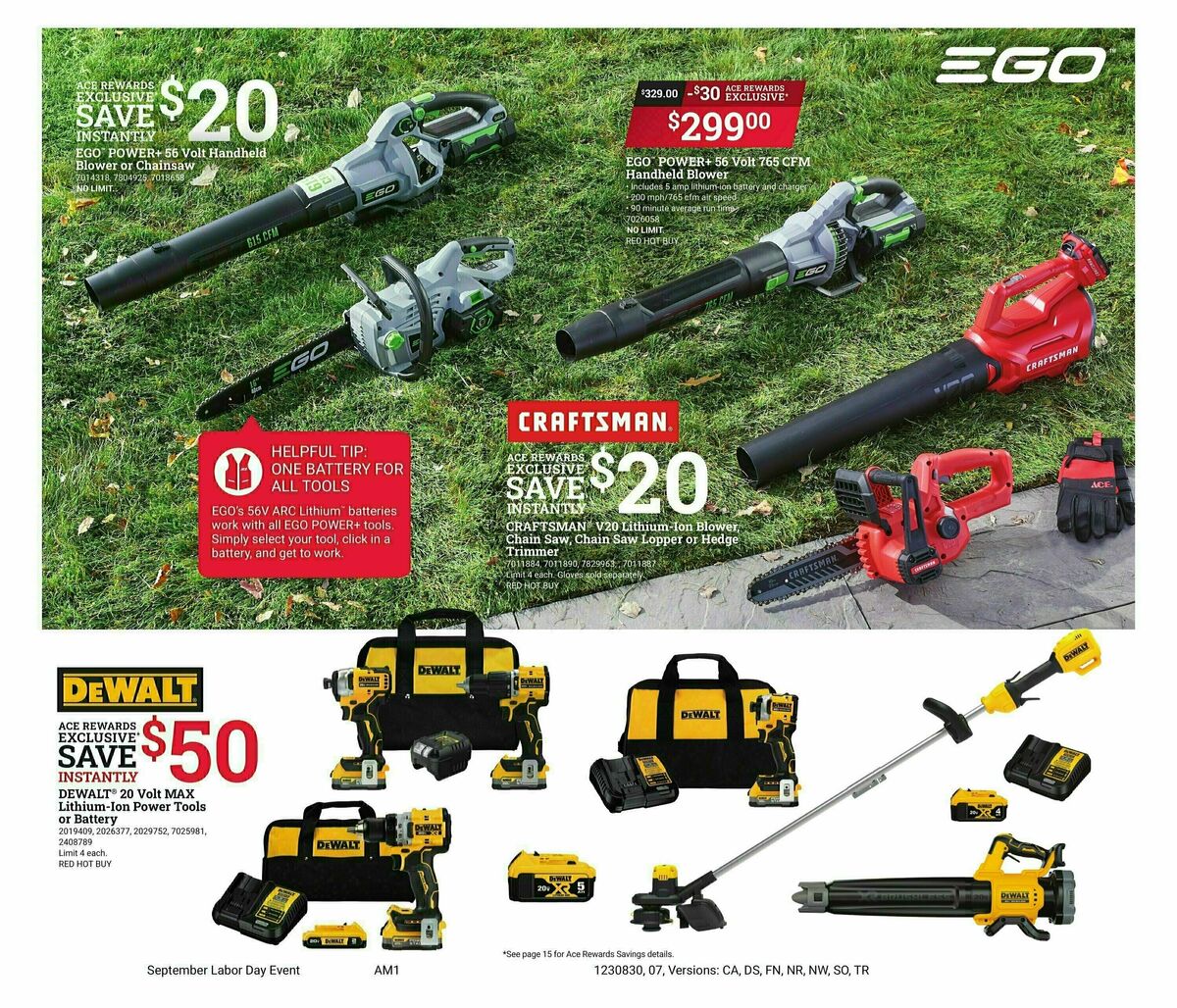 Ace Hardware Labor Day Weekly Ad from August 30