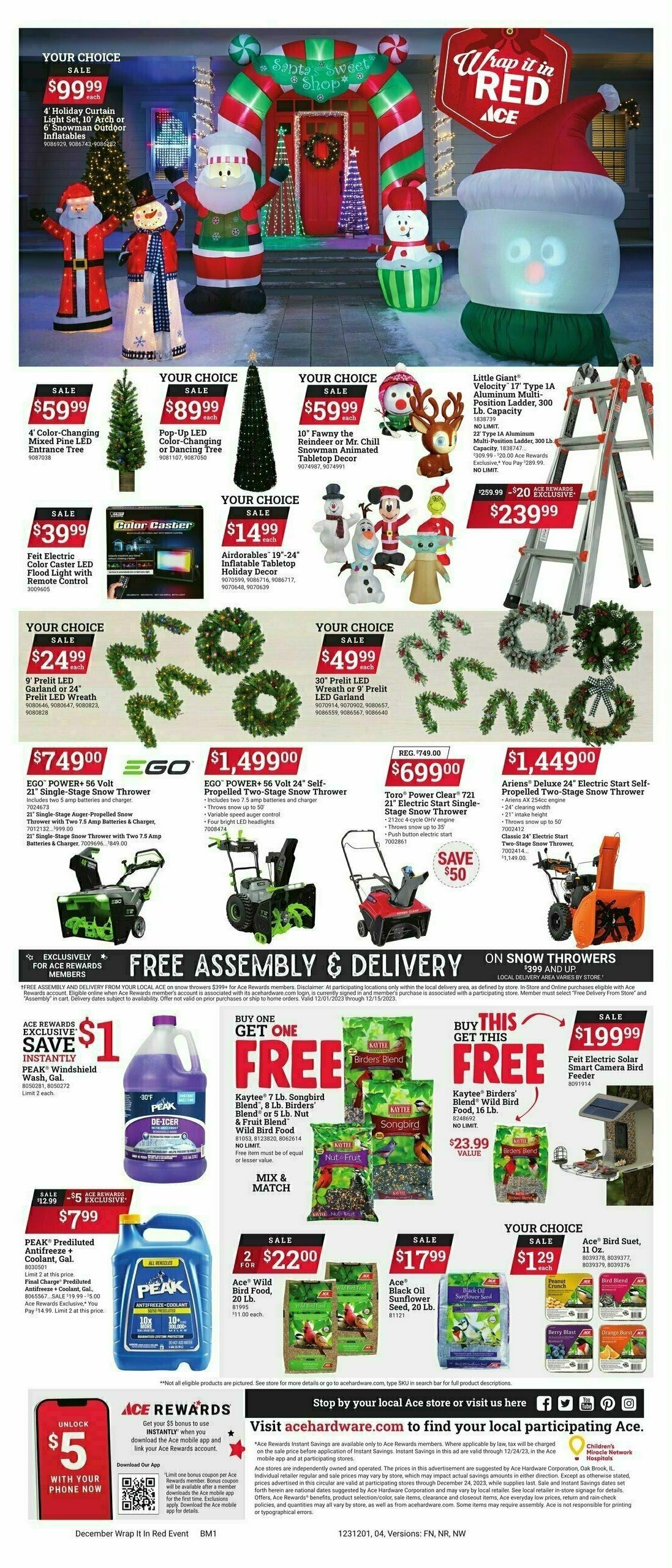 Ace Hardware Wrap it in Red Event Weekly Ad from December 1