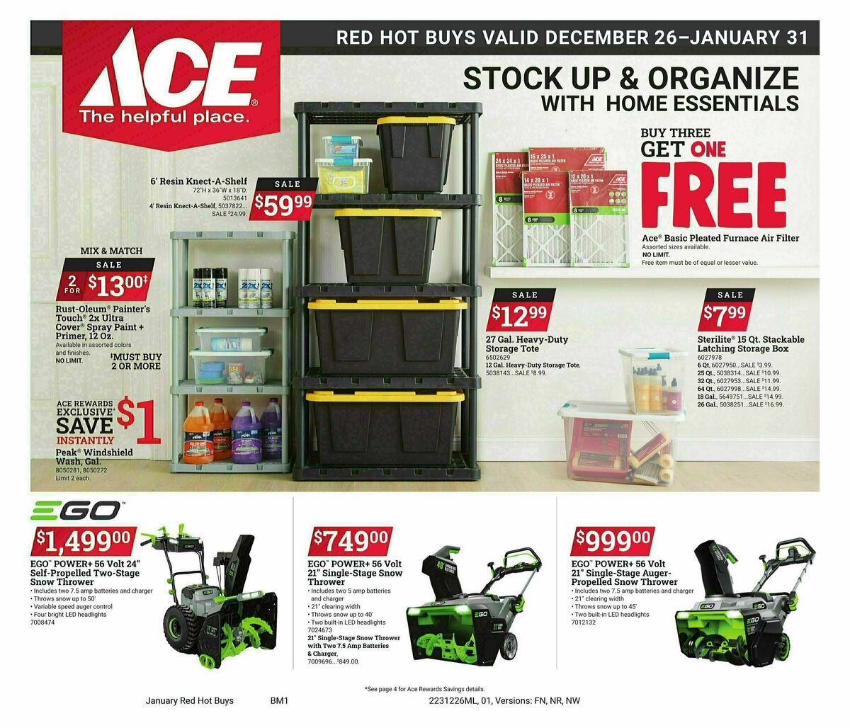 Ace Hardware January Red Hot Buys Weekly Ad from December 26