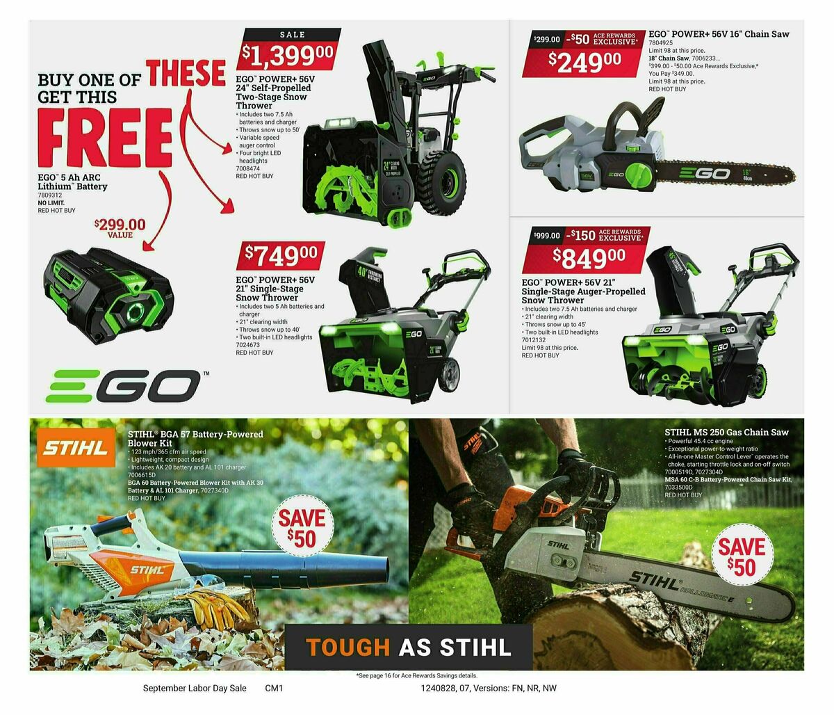 Ace Hardware Labor Day Event Weekly Ad from August 28