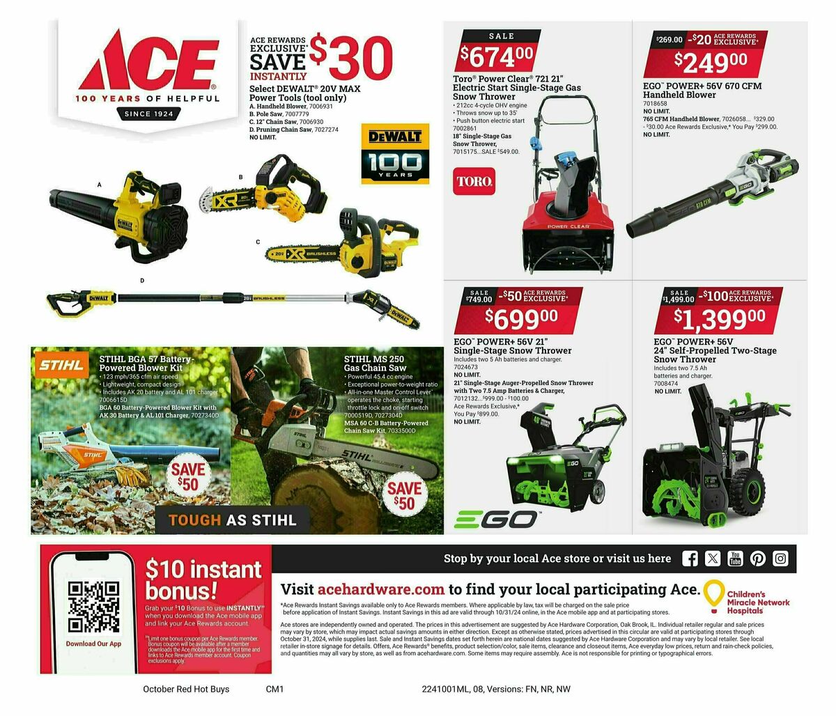 Ace Hardware Red Hot Buys Weekly Ad from October 1