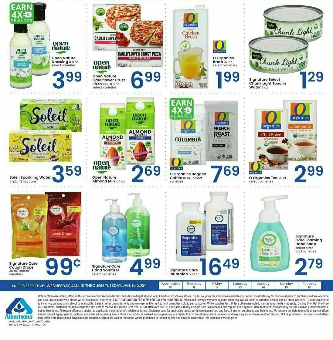 Albertsons Bonus Savings Weekly Ad from January 10