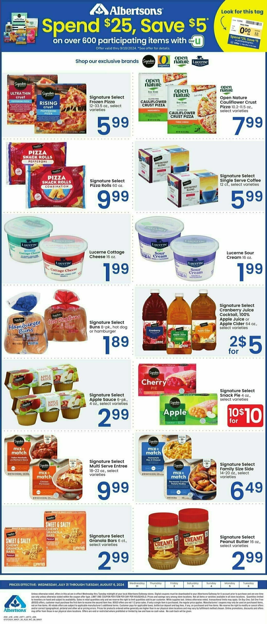 Albertsons Bonus Savings Weekly Ad from July 31