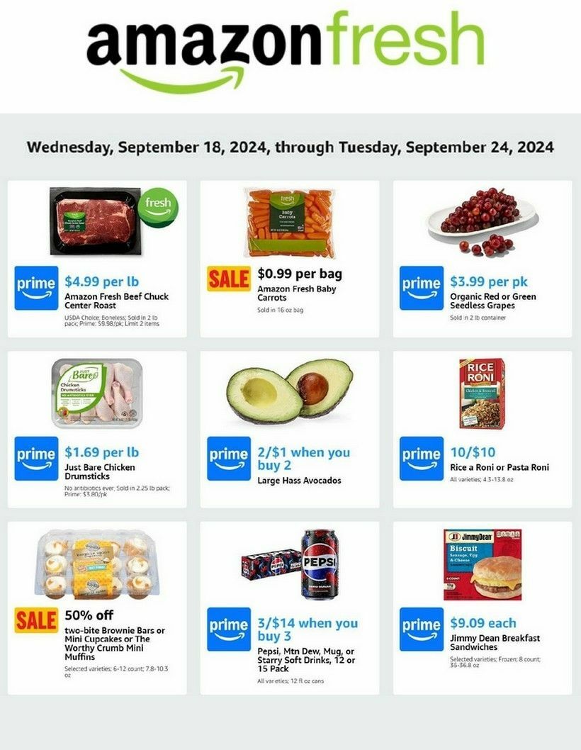 Amazon Fresh Weekly Ad from September 18