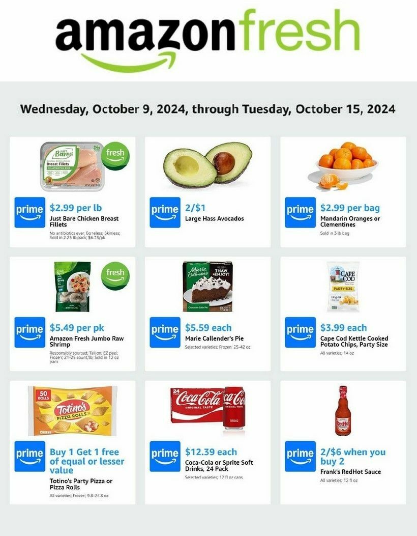 Amazon Fresh Weekly Ad from October 9