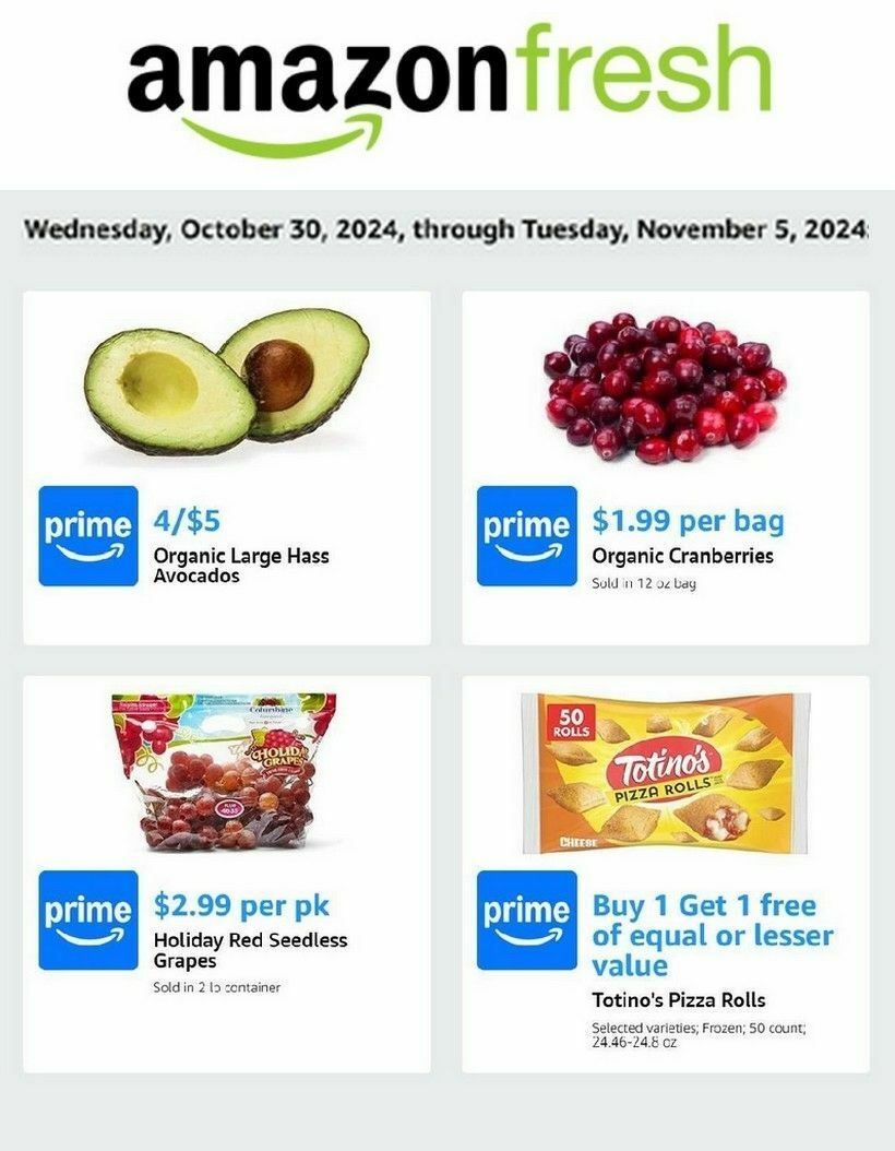 Amazon Fresh Weekly Ad from October 30