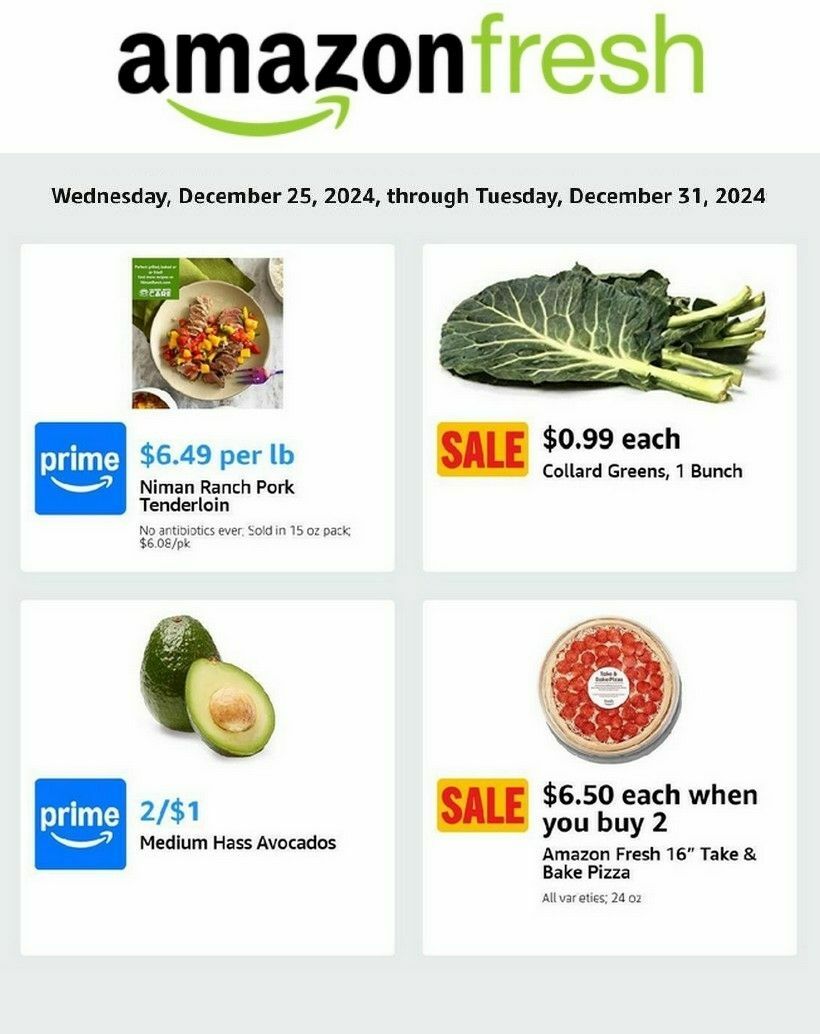 Amazon Fresh Weekly Ad from December 25