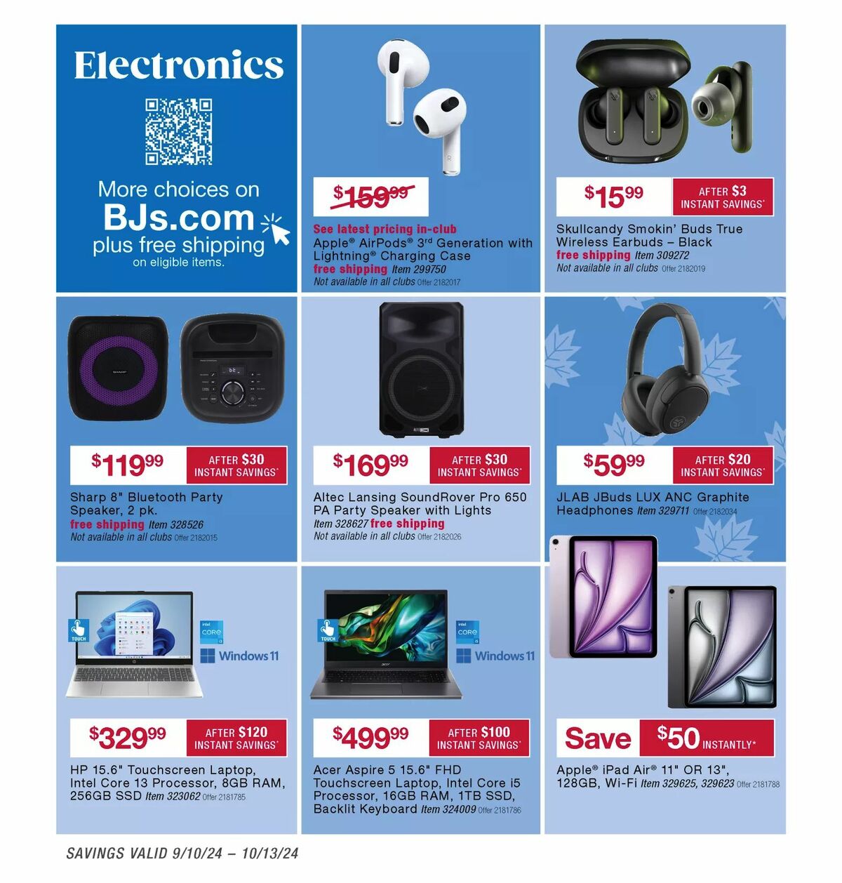 BJ's Wholesale Club Weekly Ad from September 10