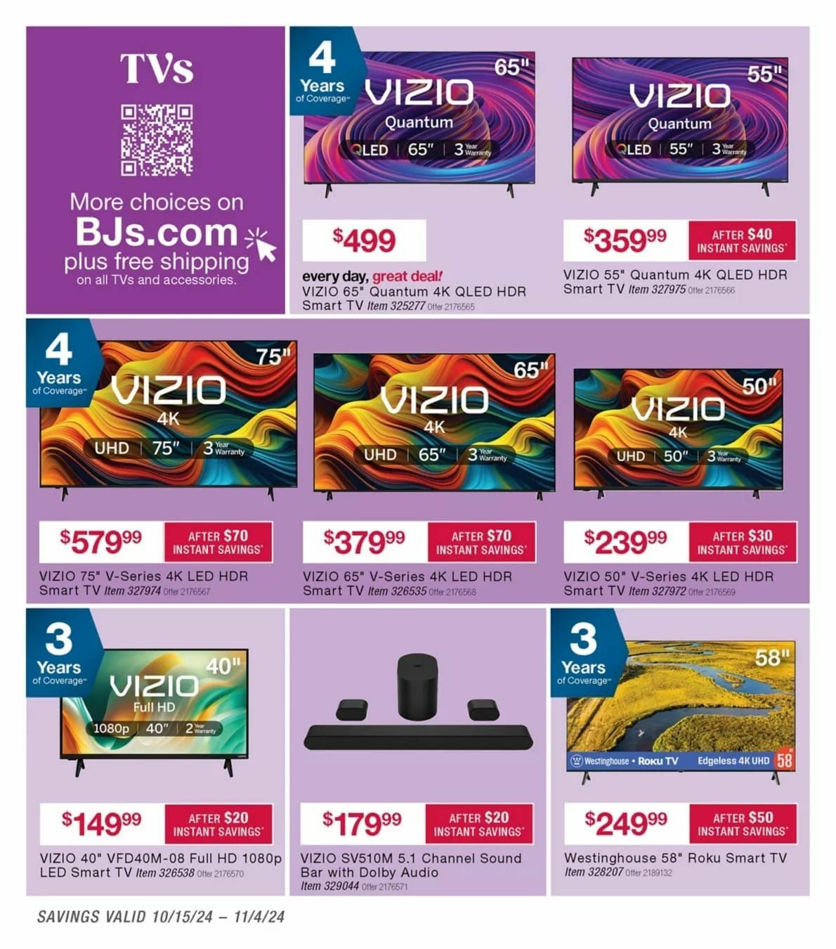 BJ's Wholesale Club Weekly Ad from October 15