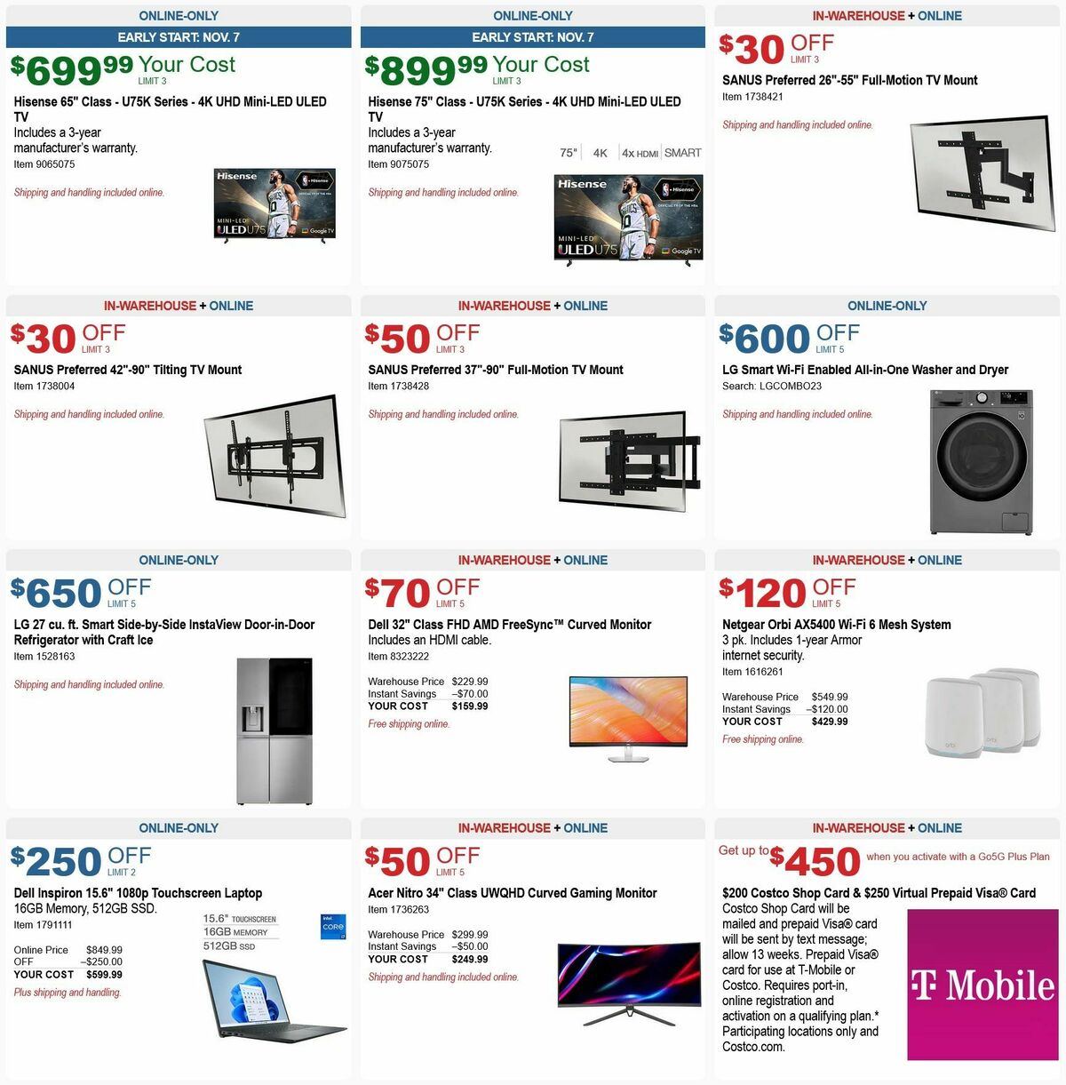 Costco Early Black Friday Savings Weekly Ad from November 13