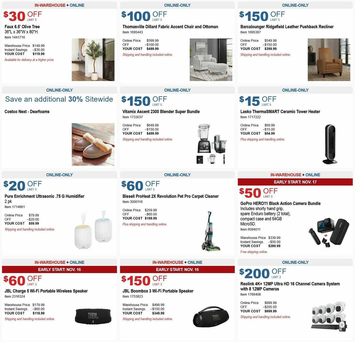 Costco Black Friday Weekend Savings Weekly Ad from November 24