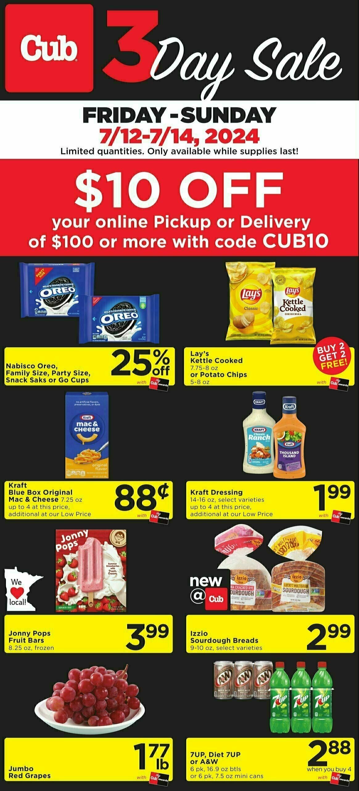 Cub Foods 3 DAY SALE Weekly Ad from July 12