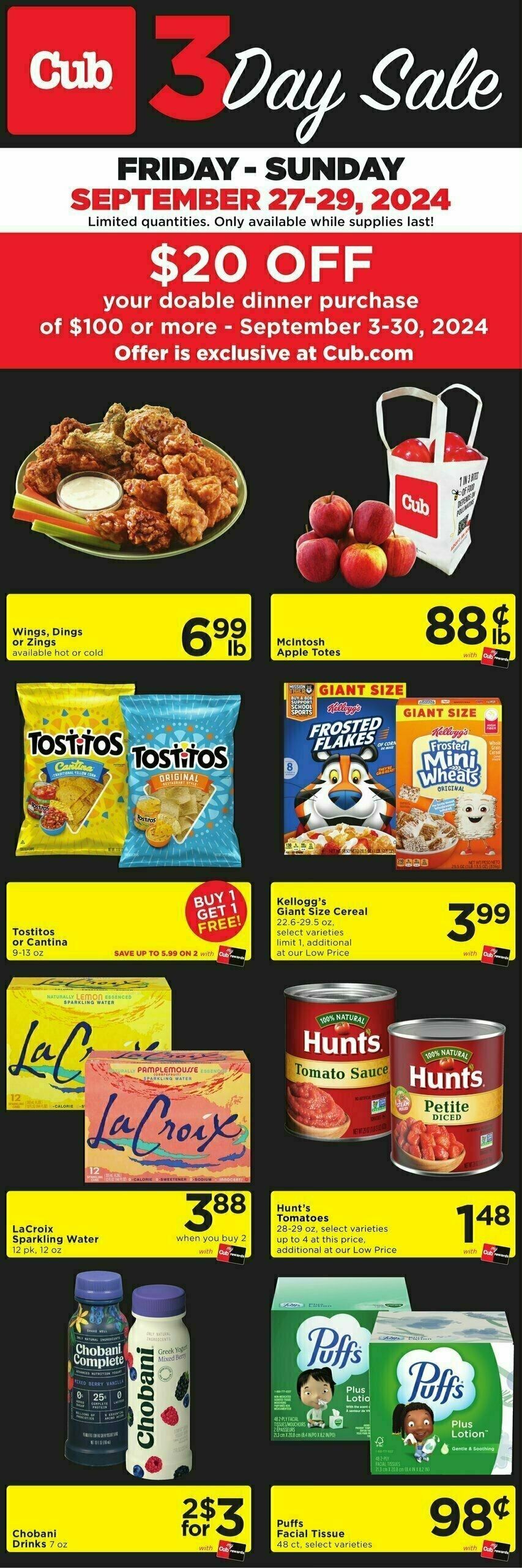 Cub Foods 3 DAY SALE Weekly Ad from September 27