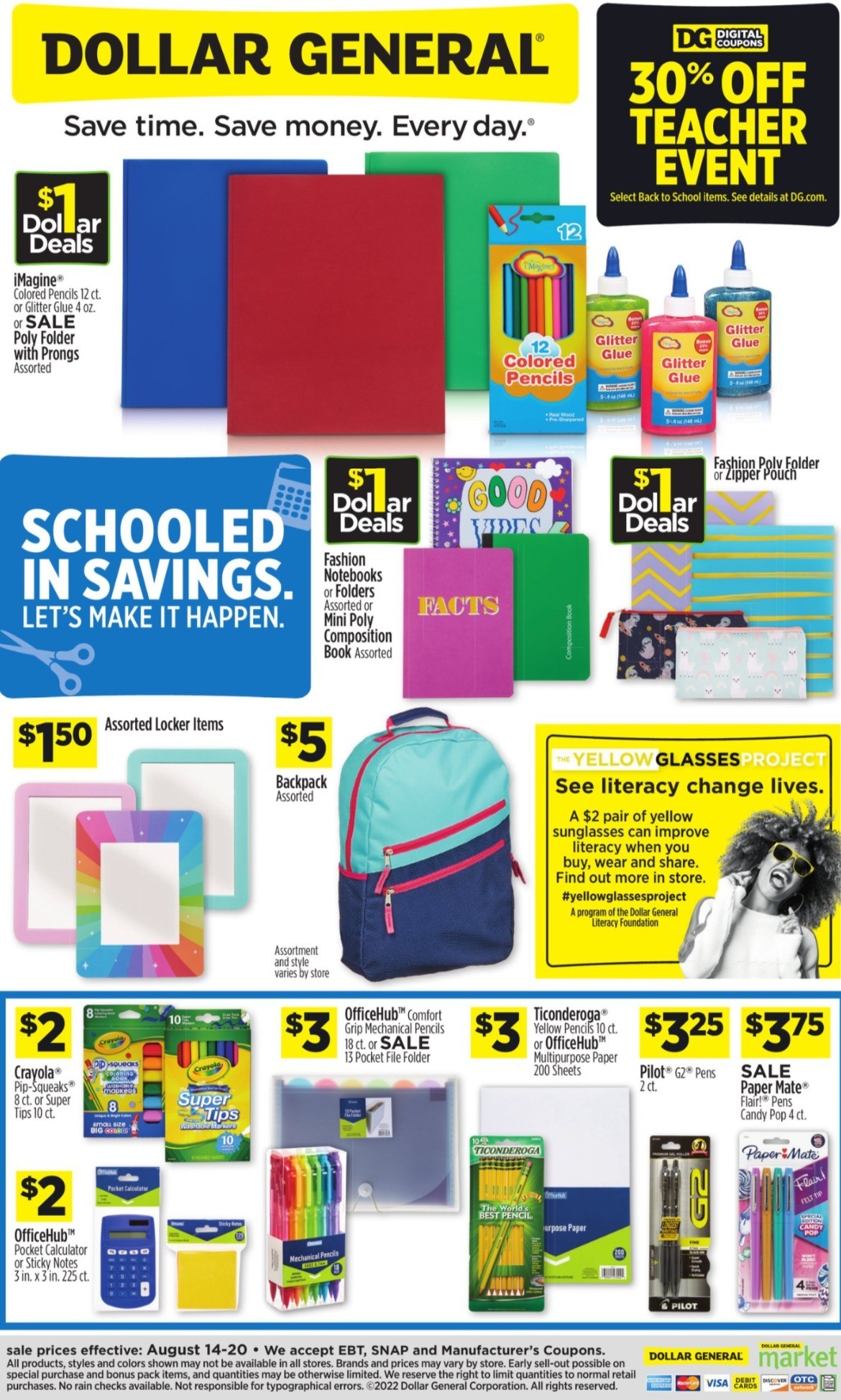 Dollar General Back to School Weekly Ad from August 14