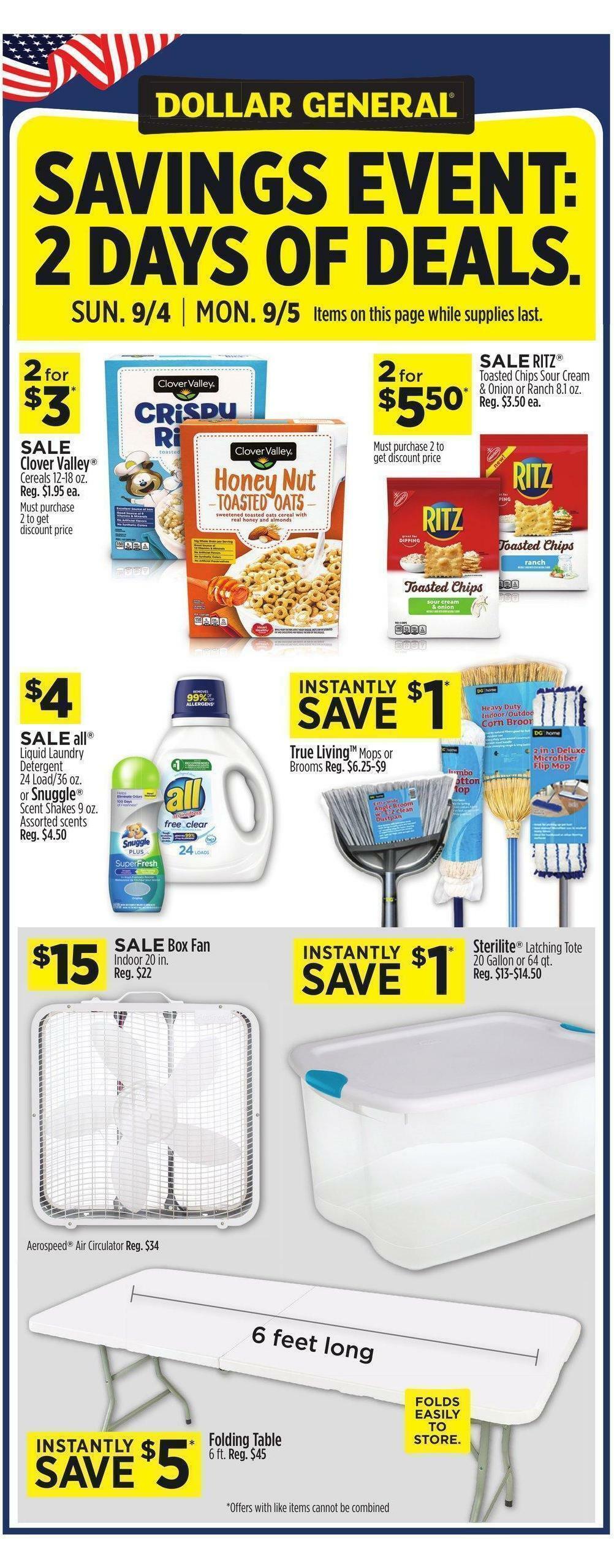 Dollar General Weekly Ad from September 4