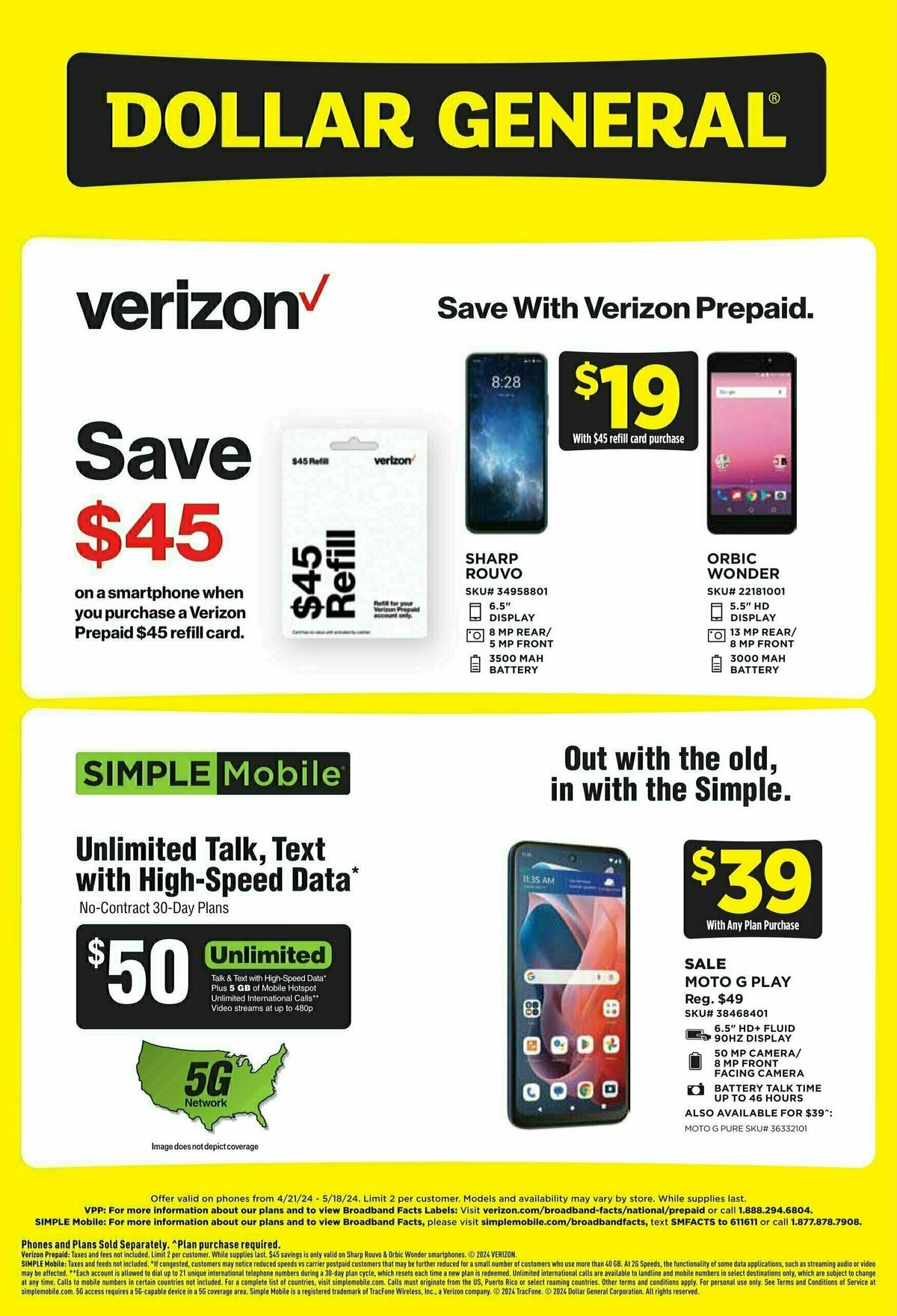 Dollar General Weekly Wireless Specials Weekly Ad from April 21