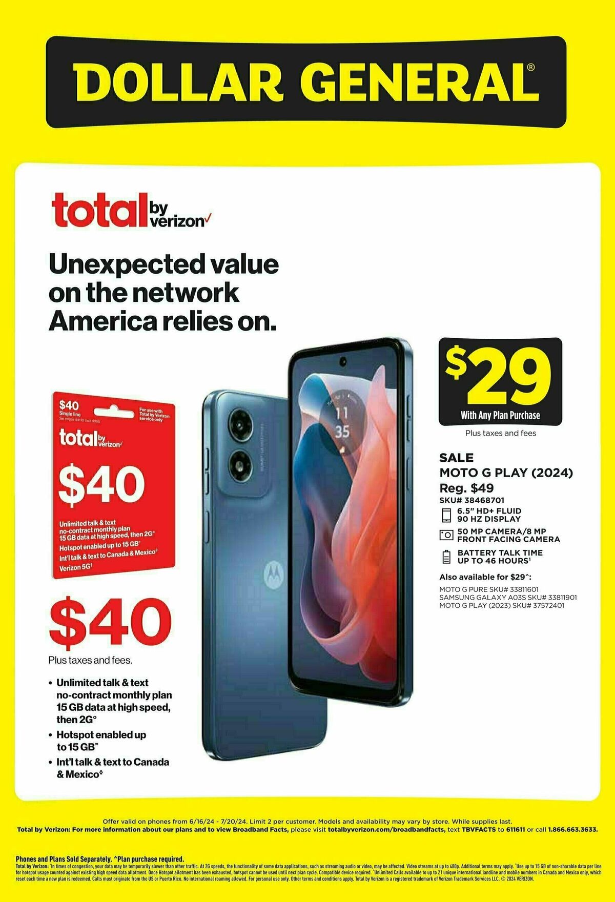 Dollar General Wireless Specials Weekly Ad from June 16