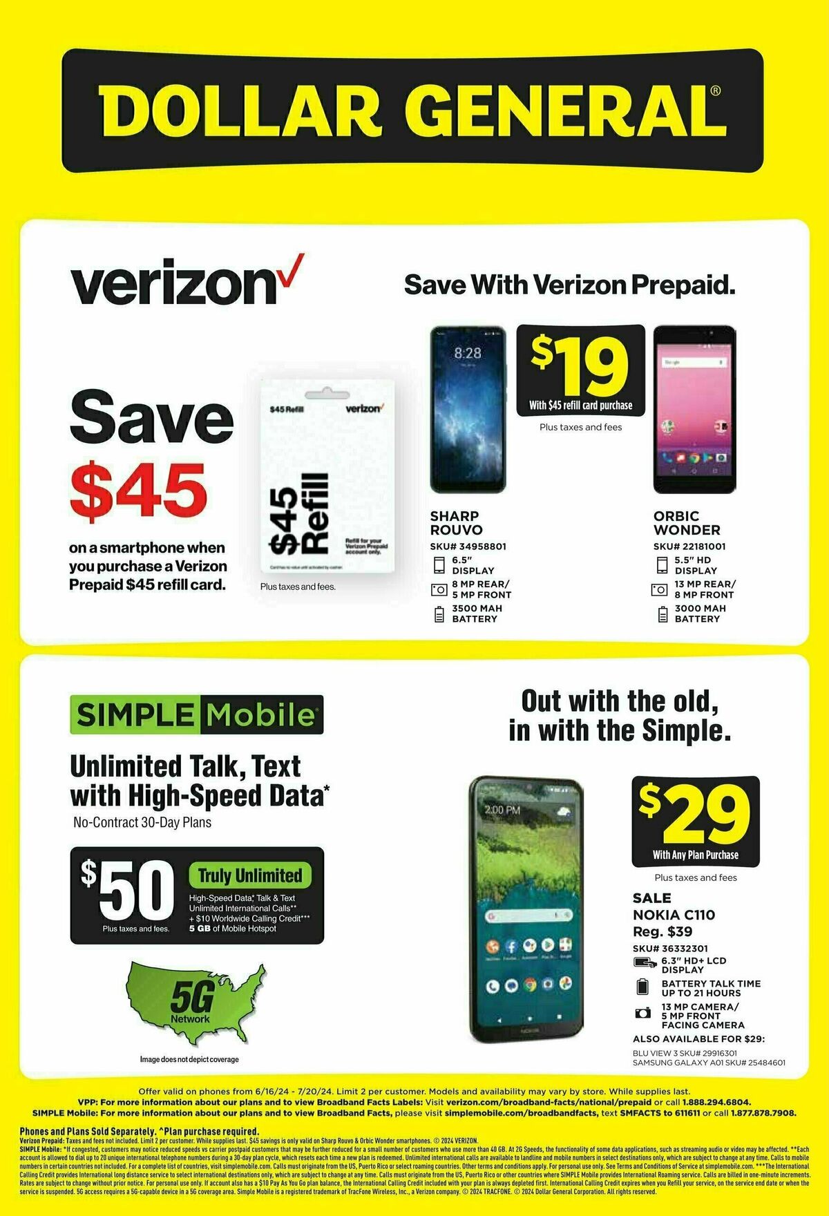 Dollar General Wireless Specials Weekly Ad from June 16