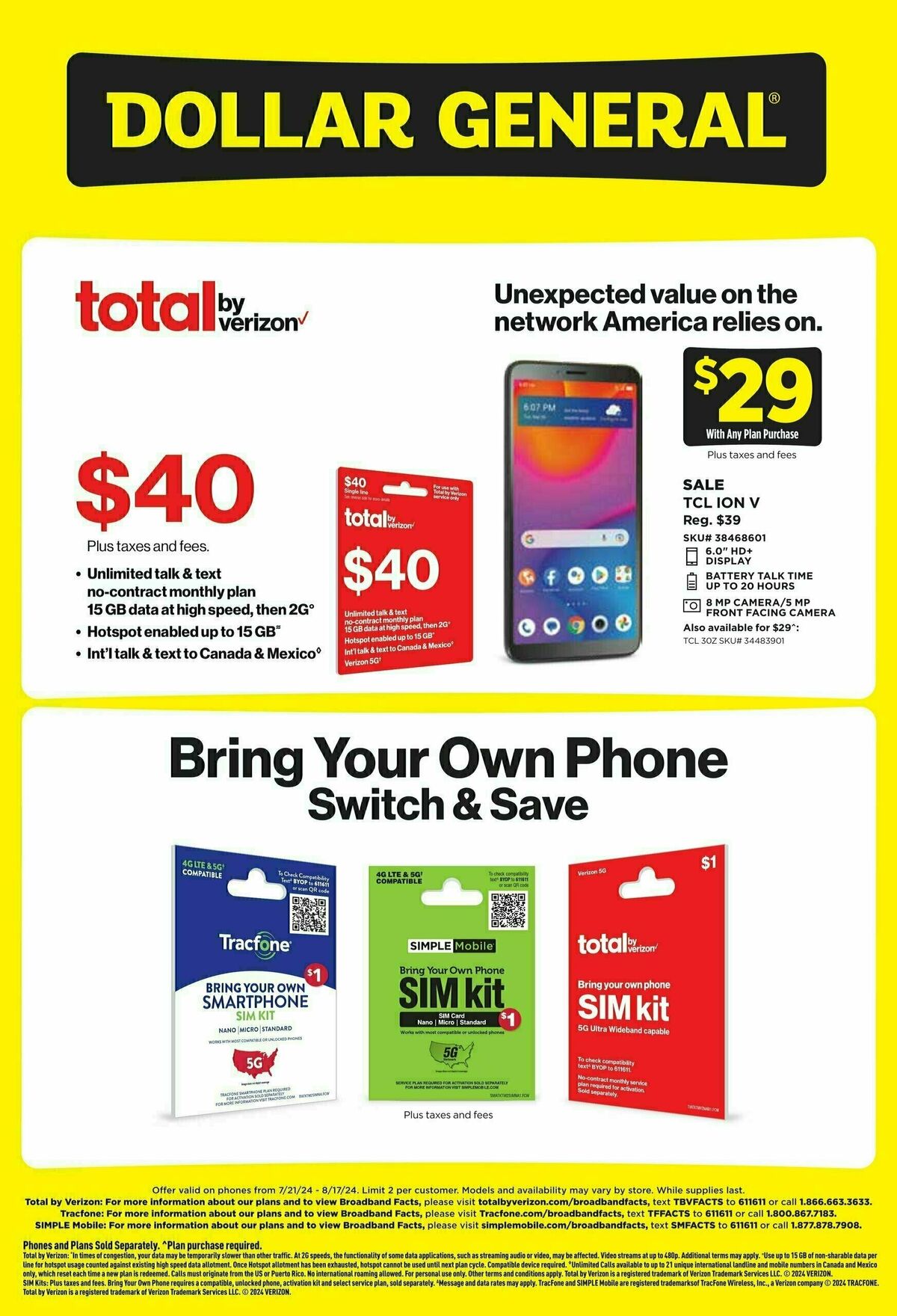 Dollar General Weekly Wireless Specials Weekly Ad from July 21