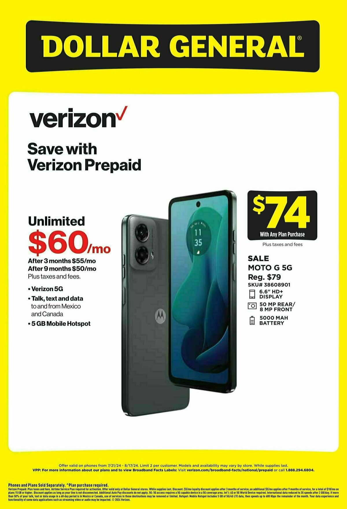 Dollar General Weekly Wireless Specials Weekly Ad from July 21