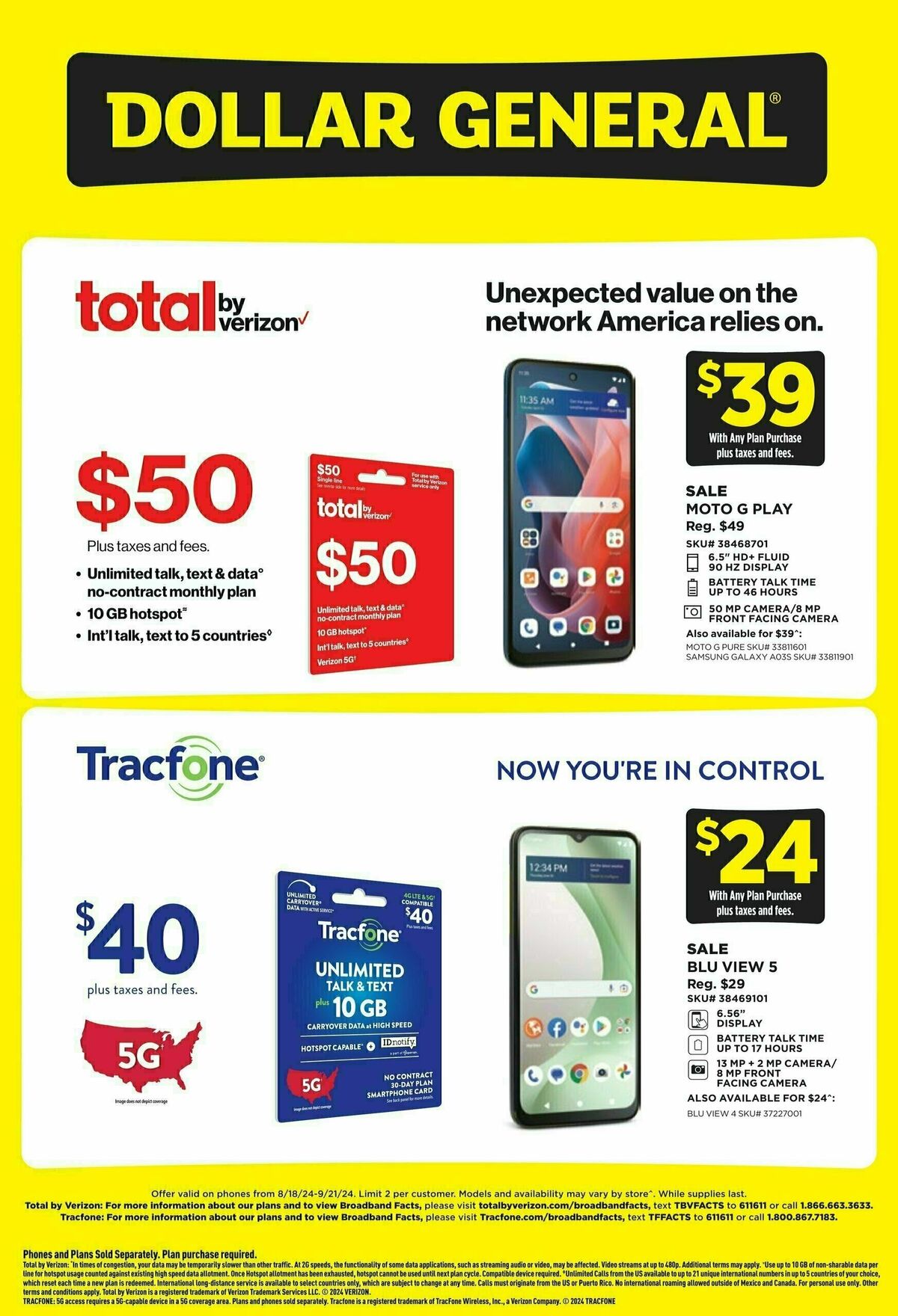 Dollar General Wireless Specials Weekly Ad from August 18