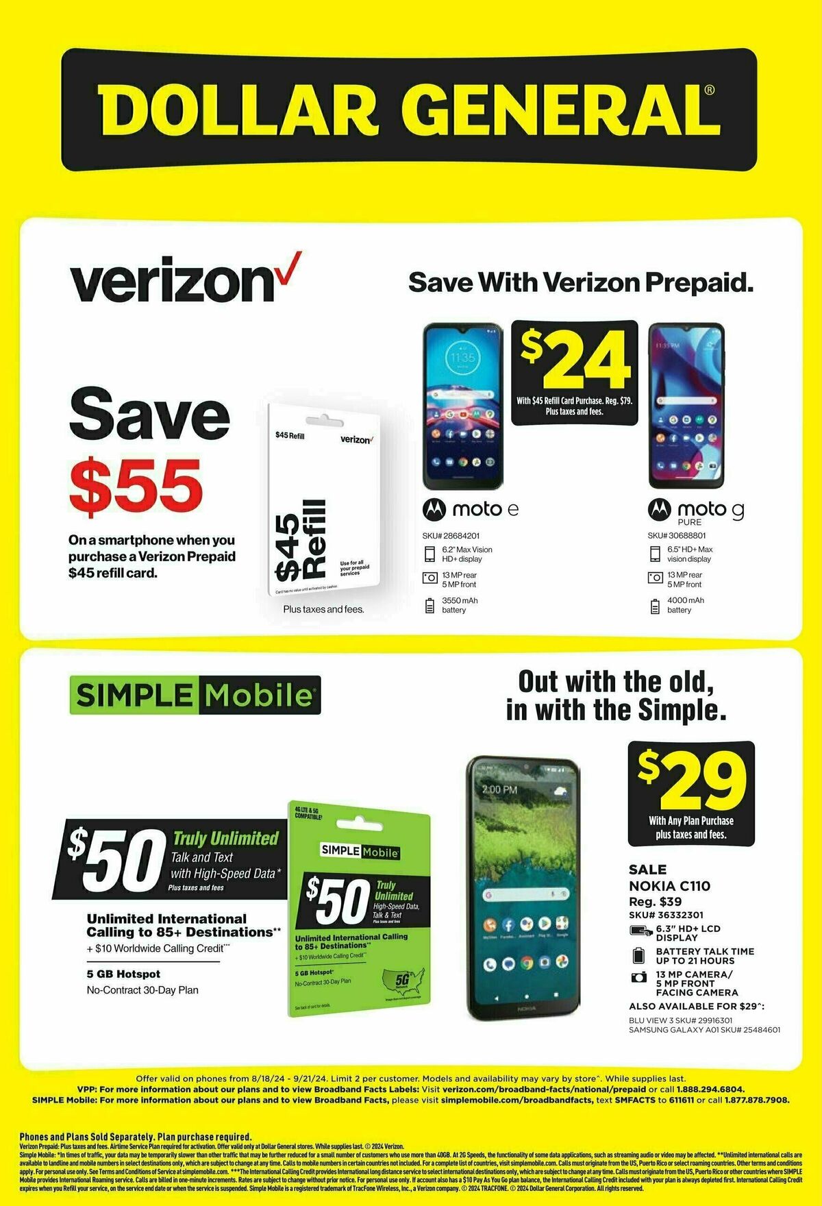 Dollar General Wireless Specials Weekly Ad from August 18