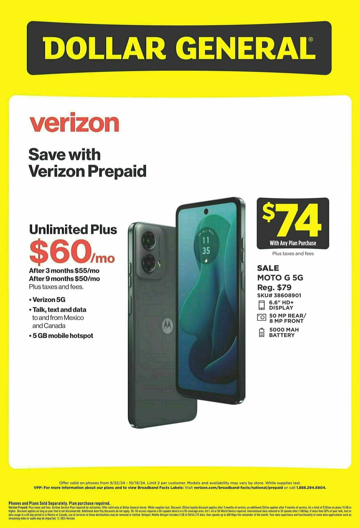 Dollar General Wireless Specials Weekly Ad from September 22