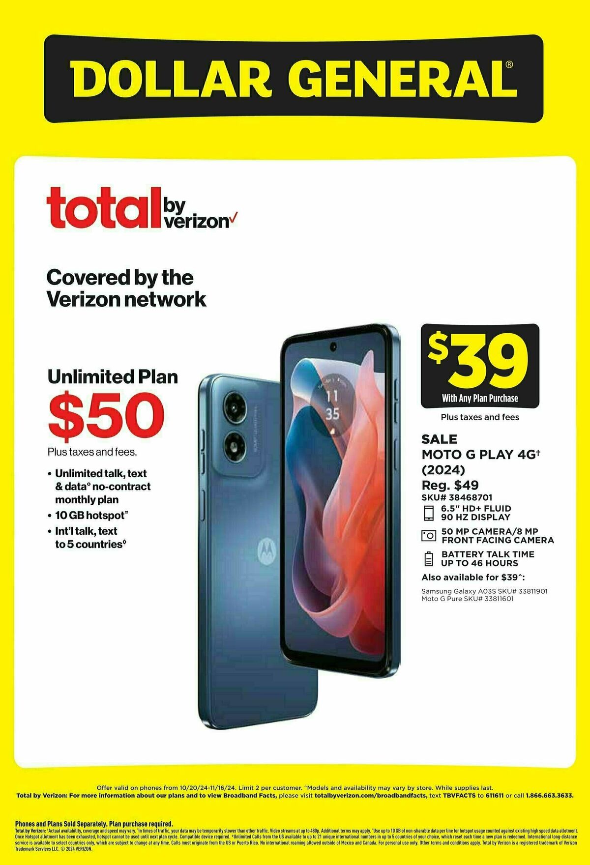 Dollar General Wireless Specials Weekly Ad from October 20