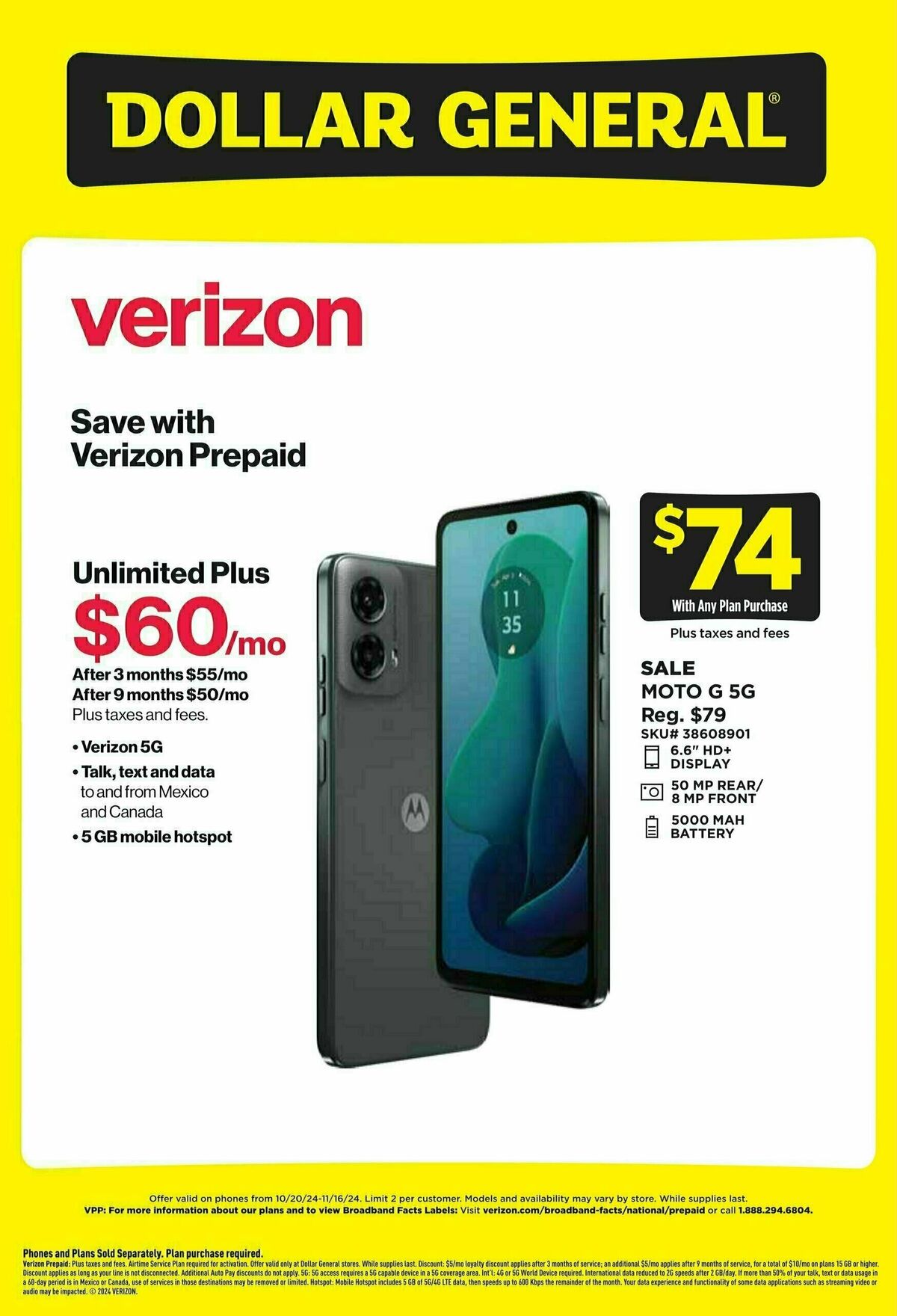 Dollar General Wireless Specials Weekly Ad from October 20