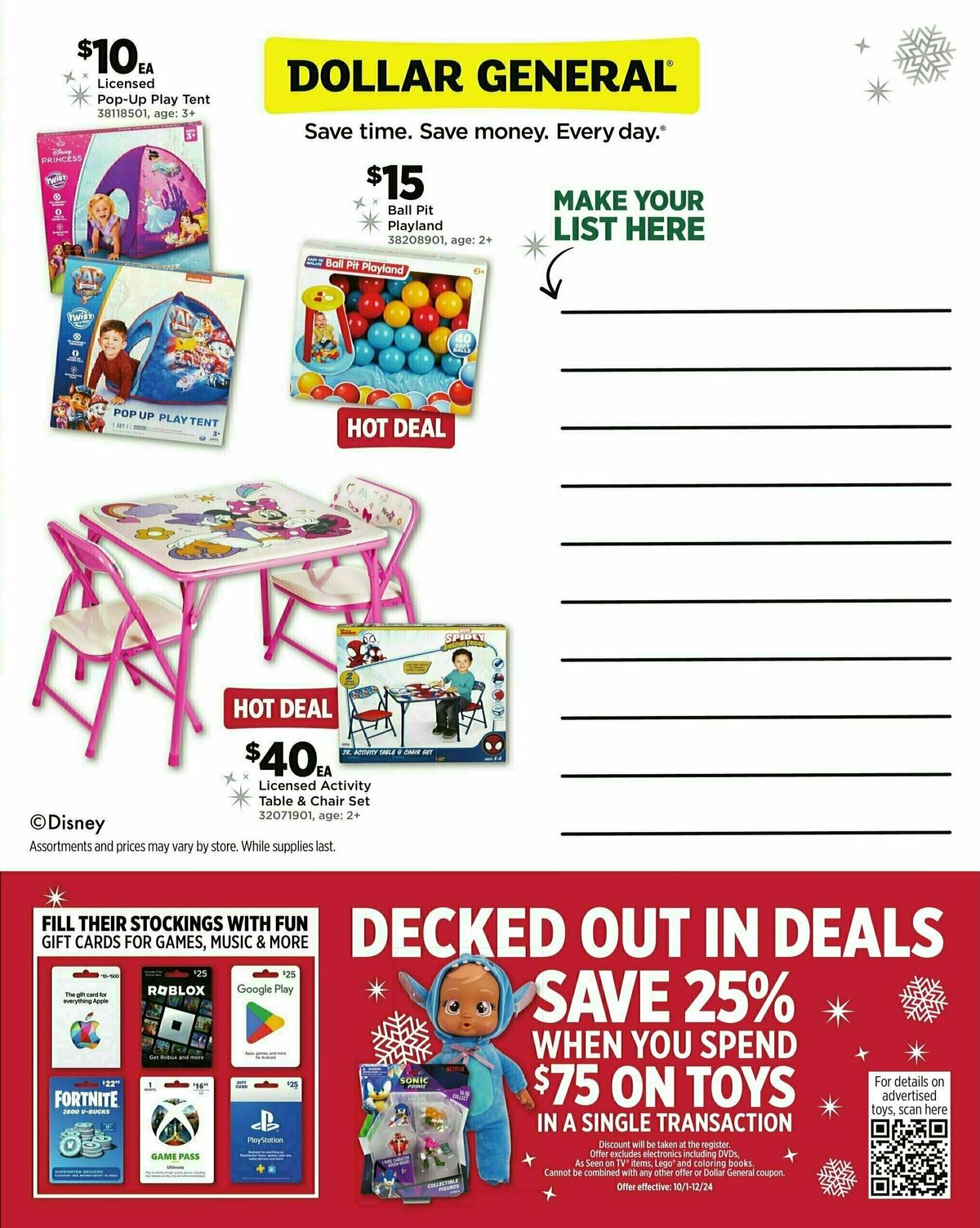 Dollar General Holiday Toy Book Weekly Ad from October 21