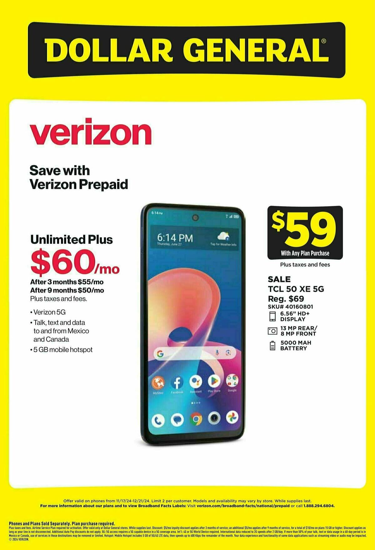 Dollar General Wireless Specials Weekly Ad from November 17