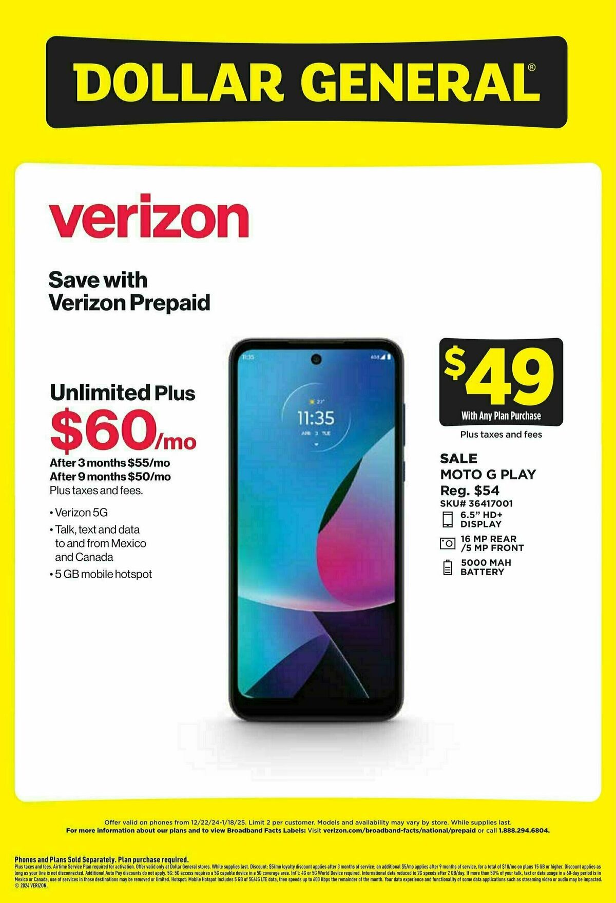 Dollar General Wireless Specials Weekly Ad from December 22