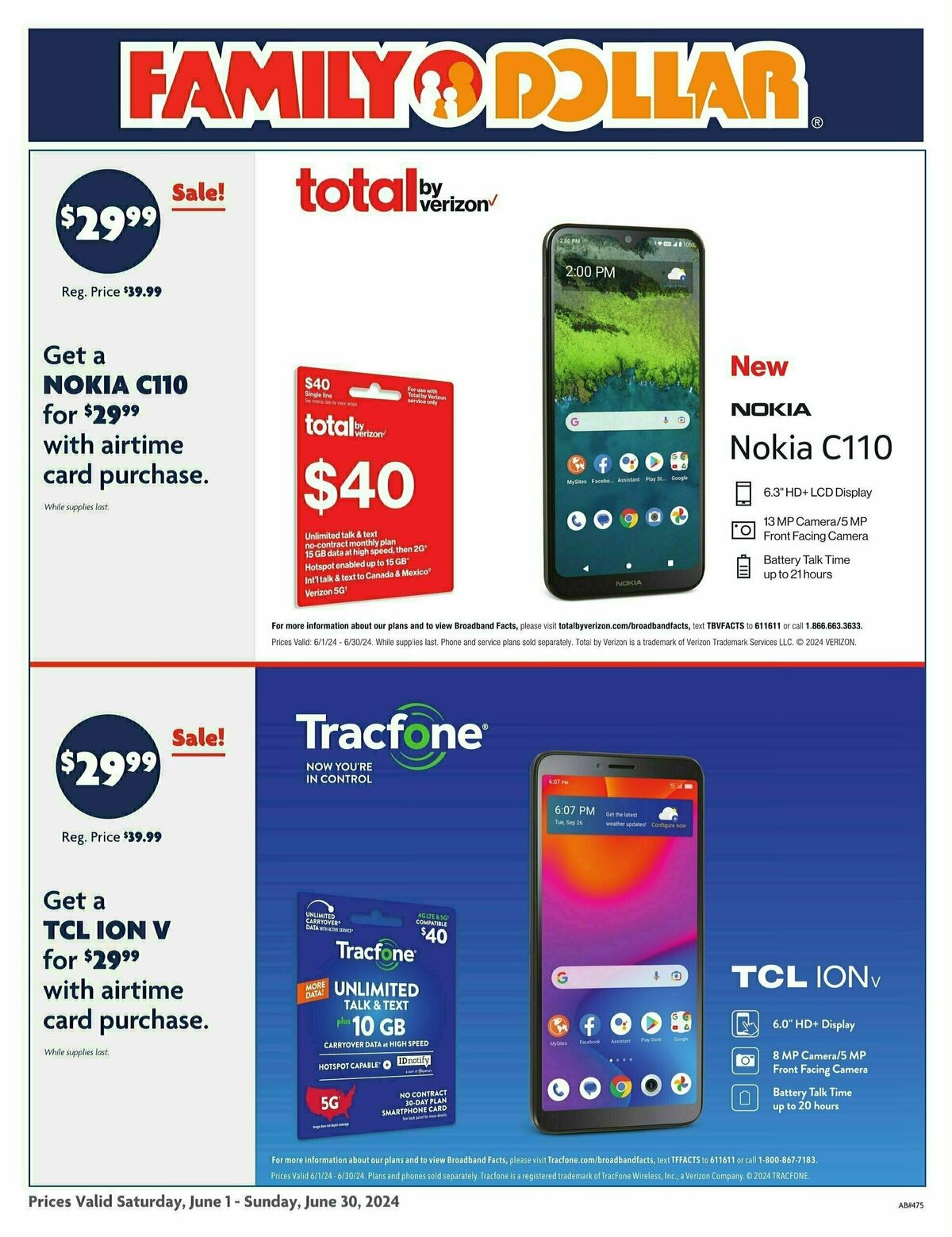 Family Dollar AT&T Tracfone Weekly Ad from June 1