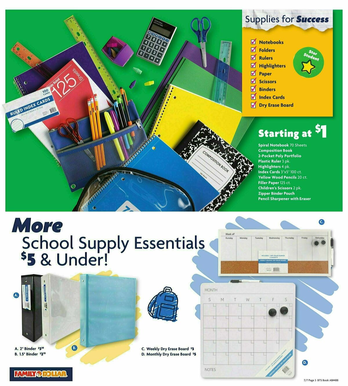 Family Dollar Back to School Weekly Ad from July 7