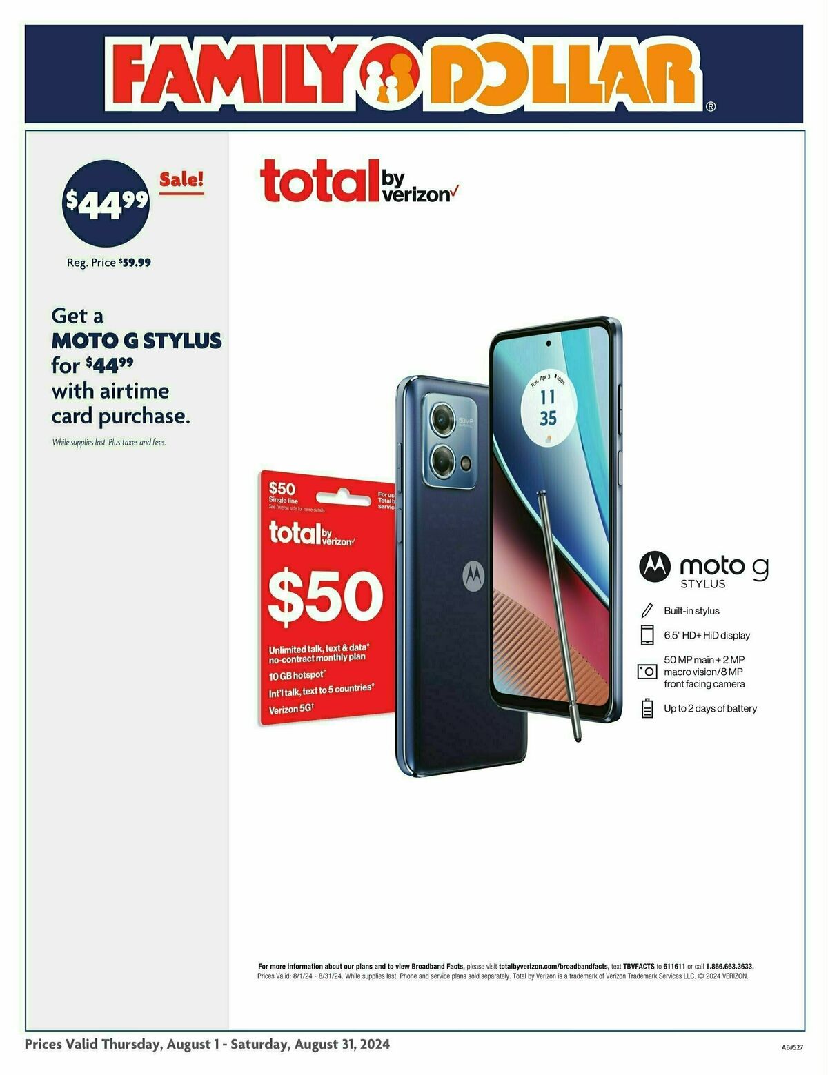 Family Dollar AT&T Tracfone Weekly Ad from August 1