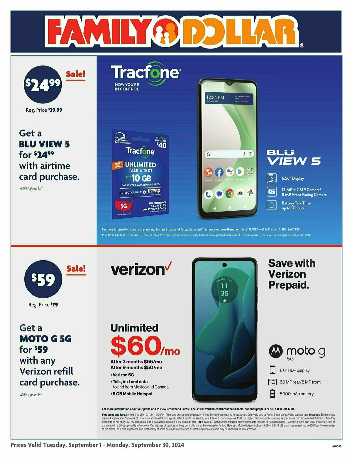 Family Dollar AT&T Tracfone Weekly Ad from September 1