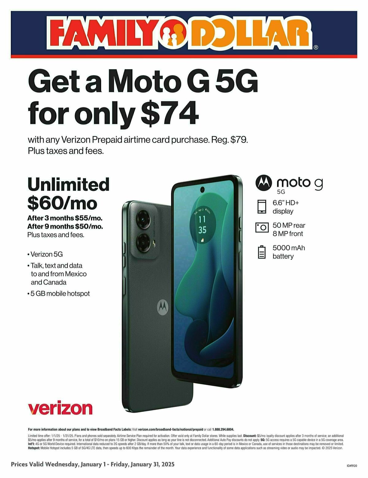 Family Dollar Verizon Weekly Ad from January 1