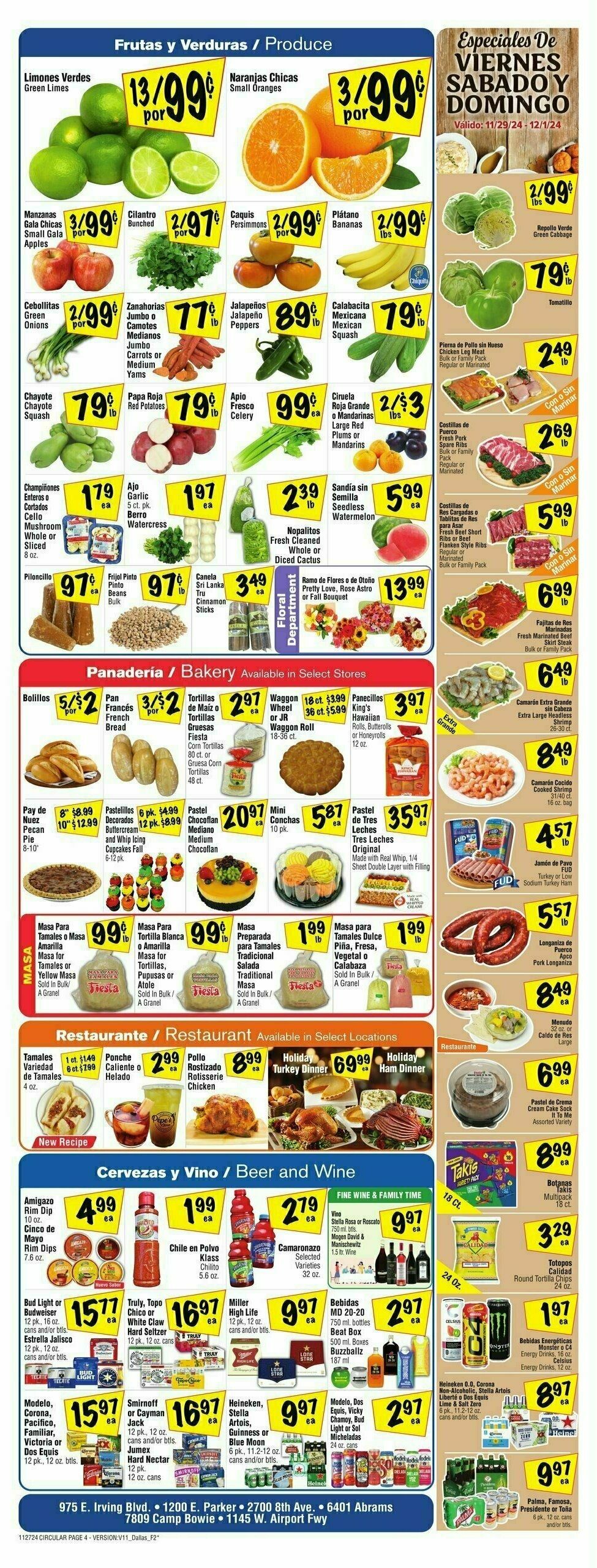 Fiesta Mart Weekly Ad from November 27