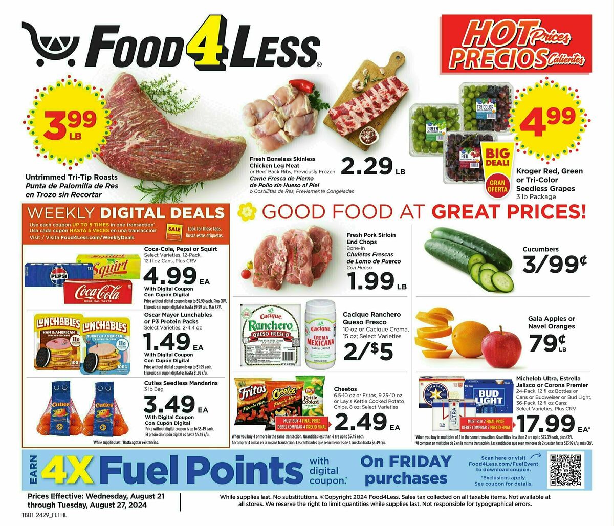 Food 4 Less Weekly Ad from August 21