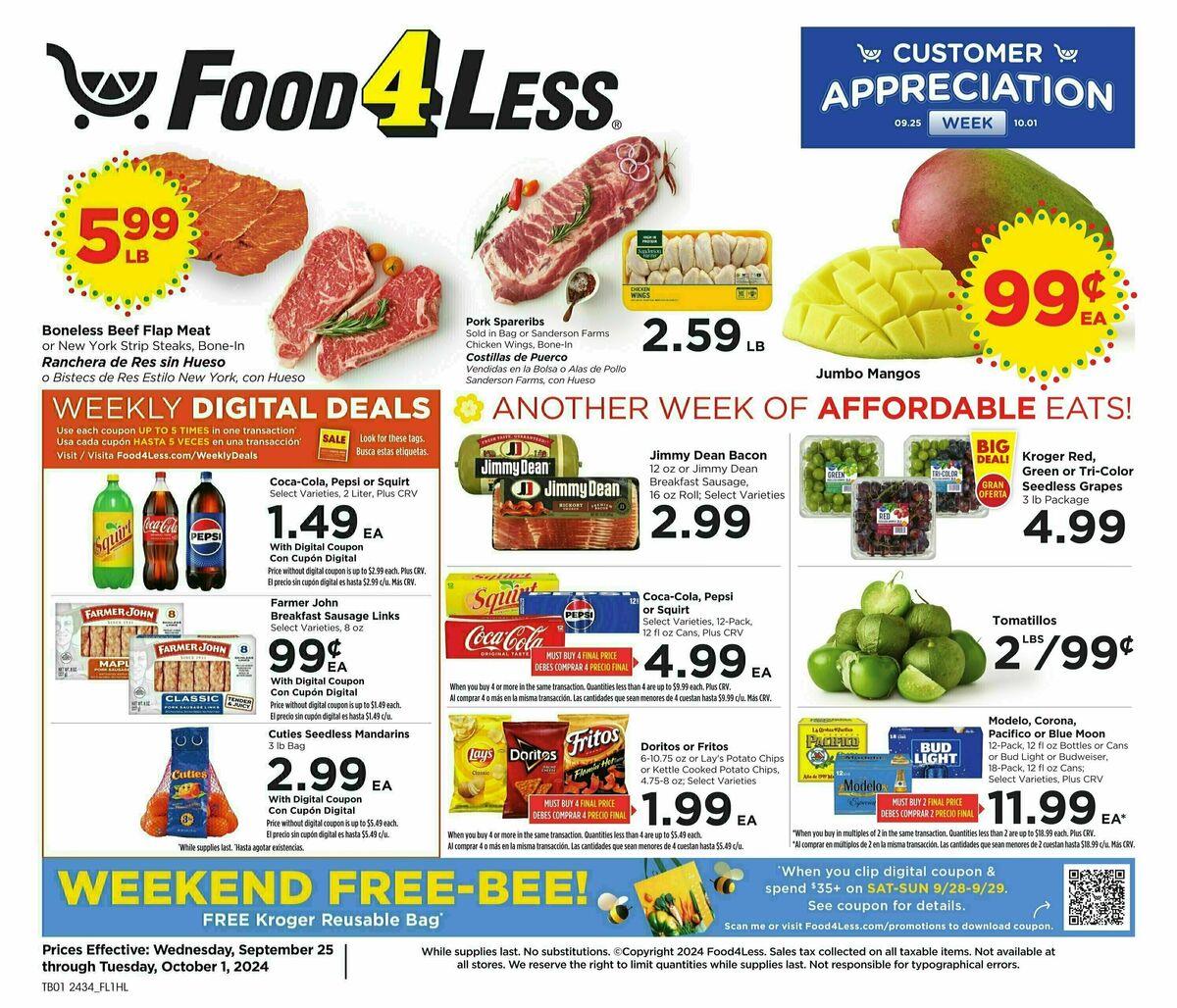 Food 4 Less Weekly Ad from September 25