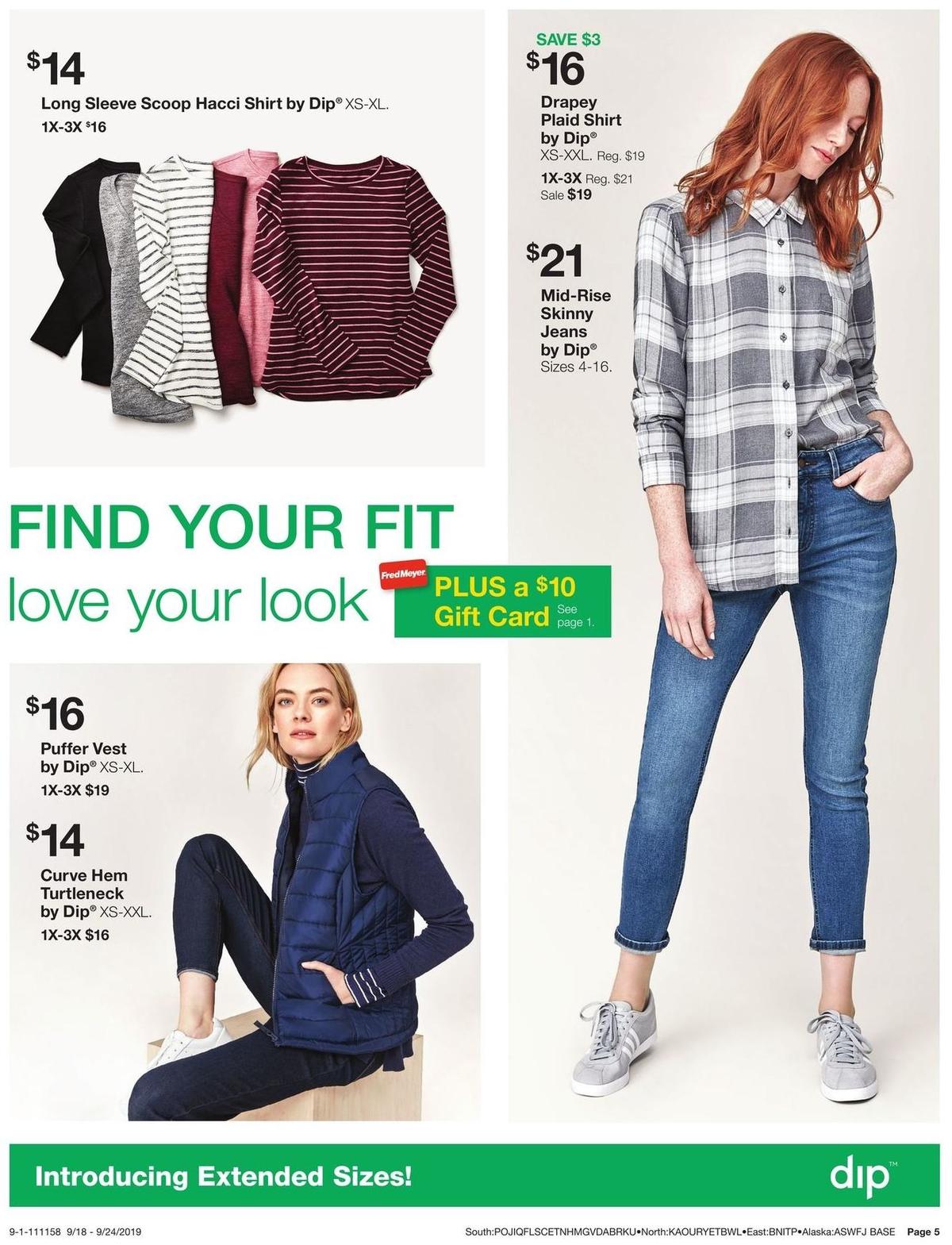 Fred Meyer Dip Apparel Weekly Ad from September 18