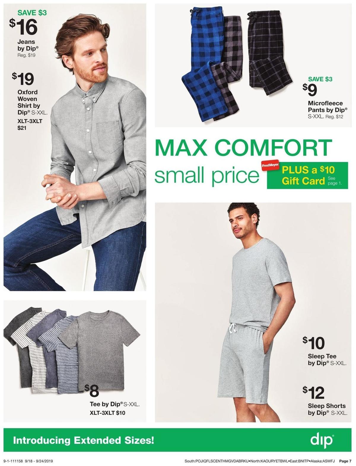 Fred Meyer Dip Apparel Weekly Ad from September 18