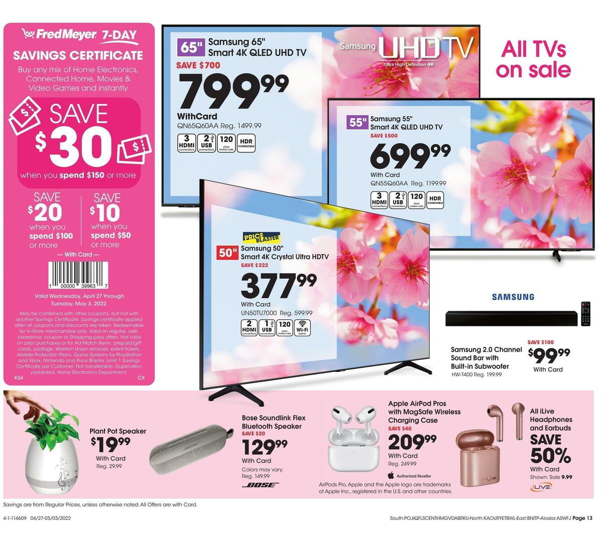 Fred Meyer General Merchandise Weekly Ad from April 27