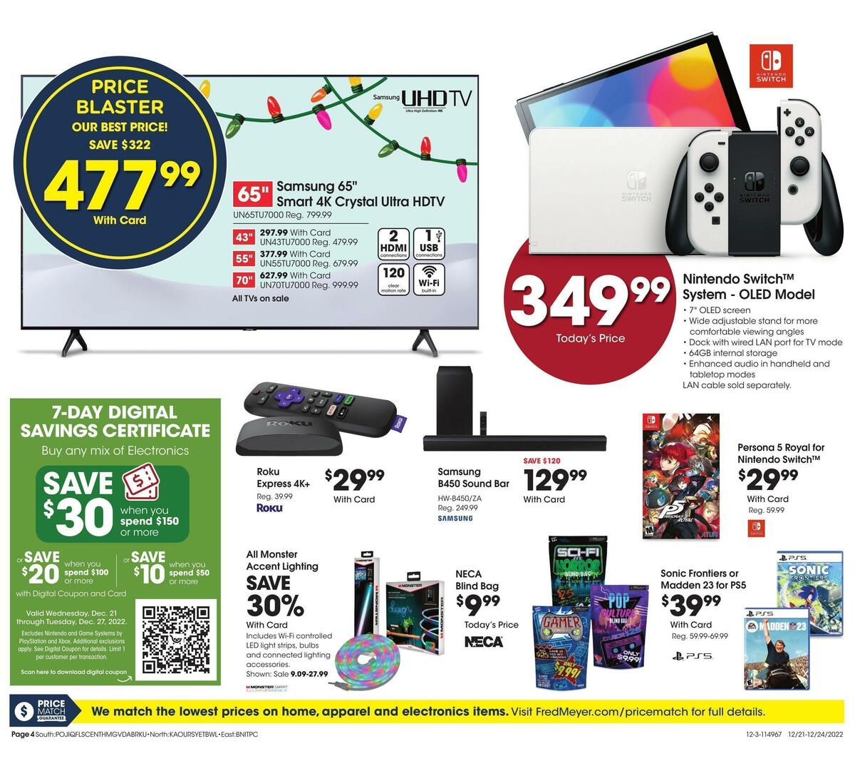 Fred Meyer General Merchandise Weekly Ad from December 21