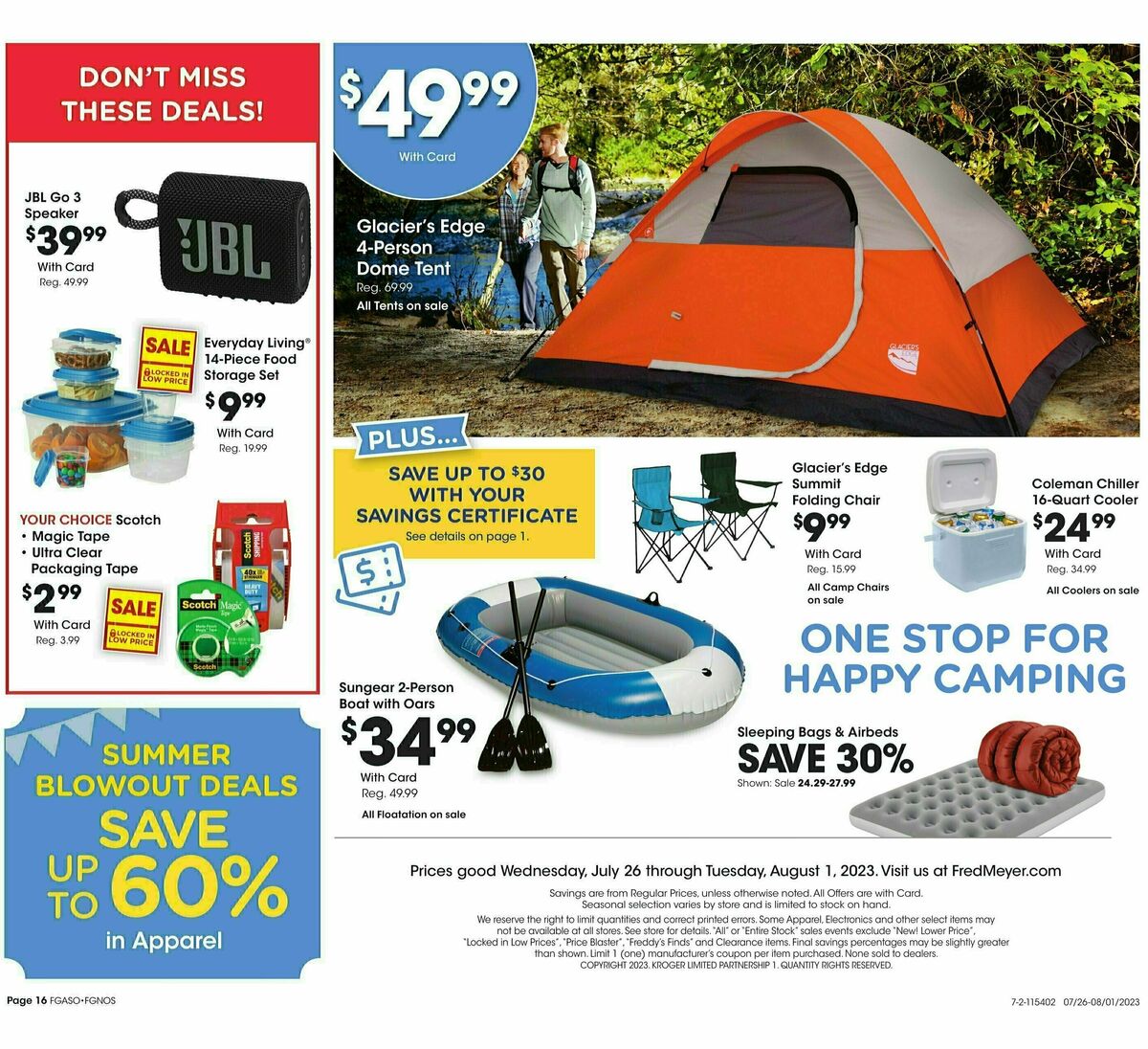 Fred Meyer General Merchandise Weekly Ad from July 26