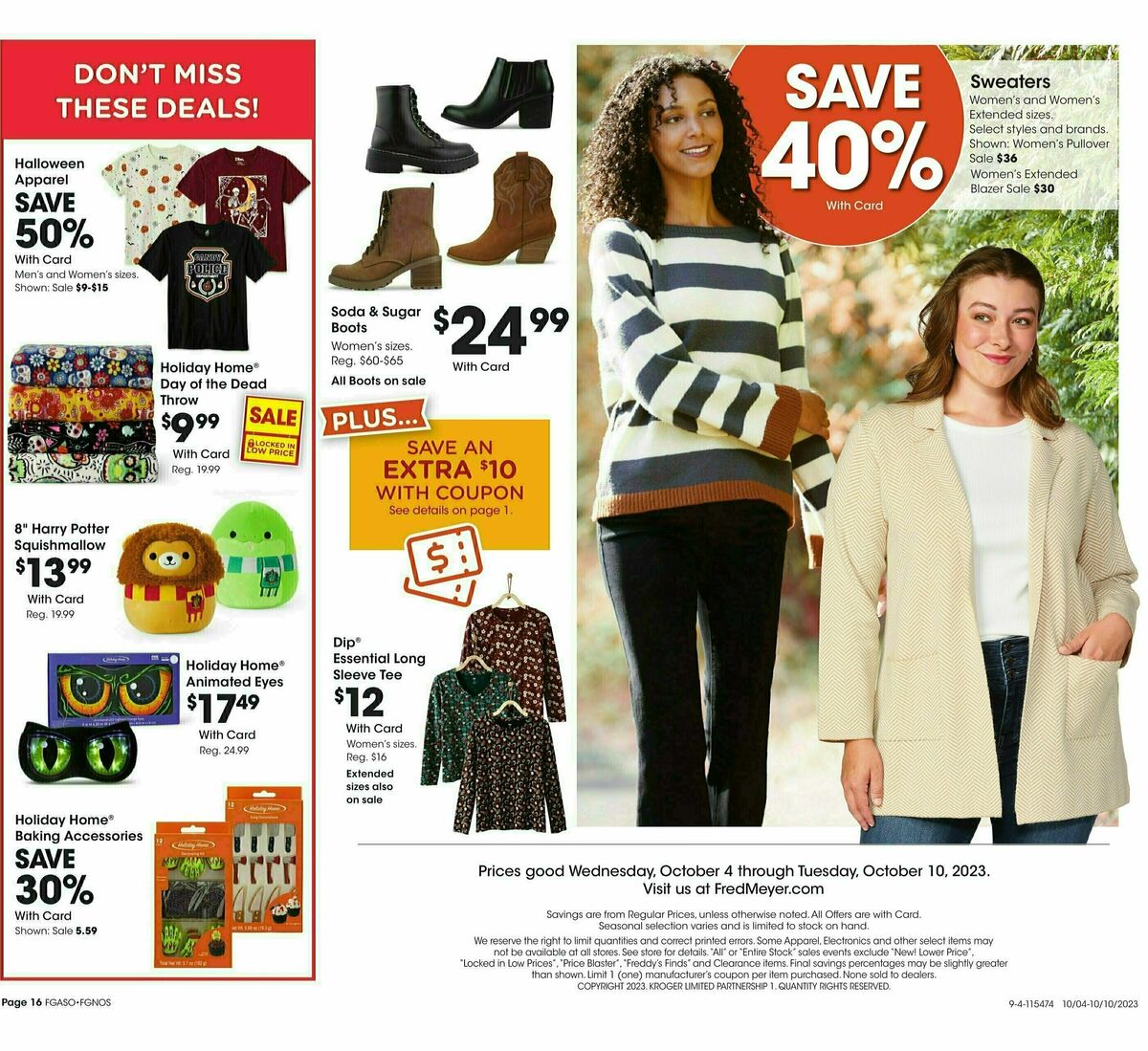 Fred Meyer General Merchandise Weekly Ad from October 4