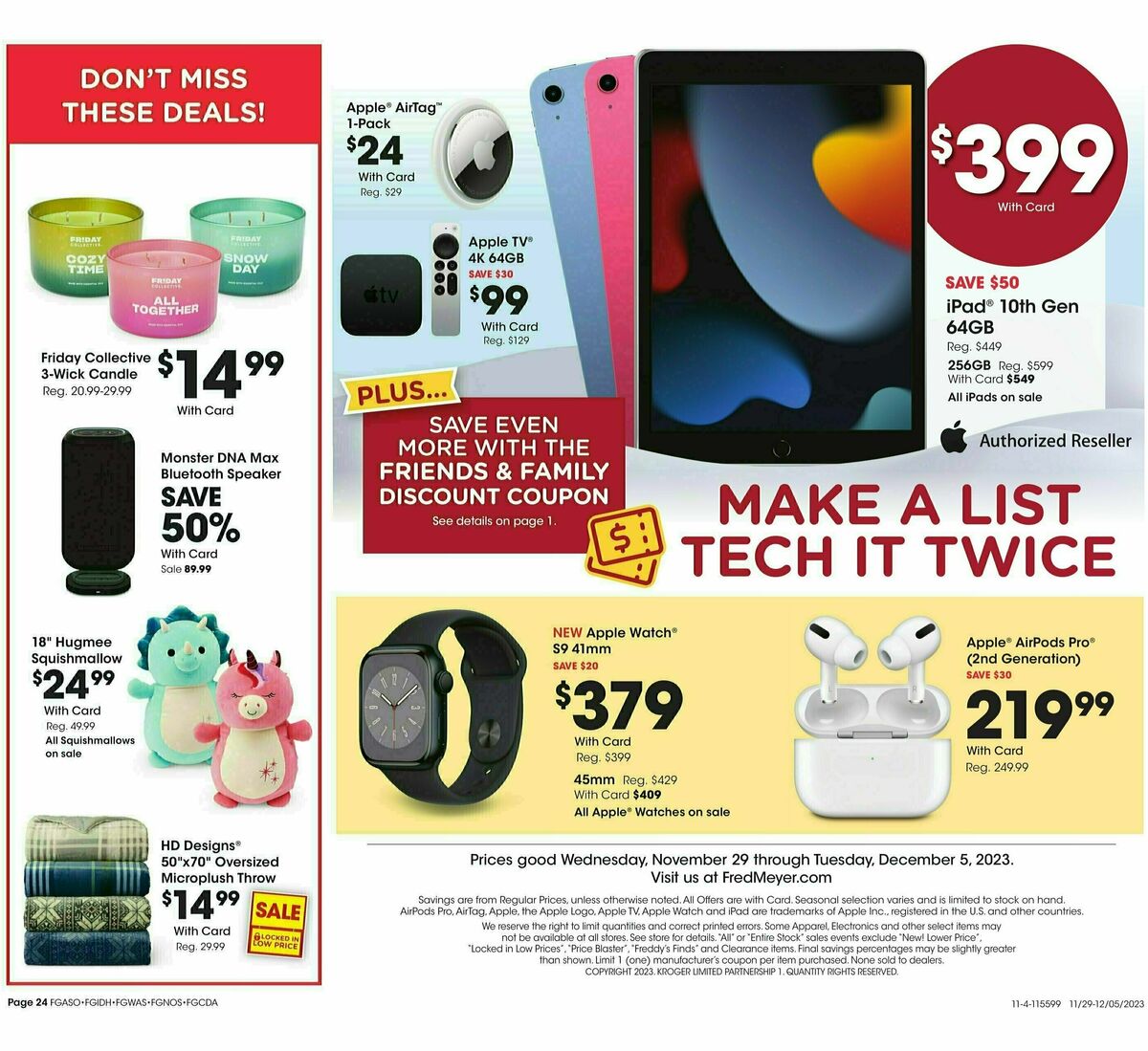 Fred Meyer General Merchandise Weekly Ad from November 29