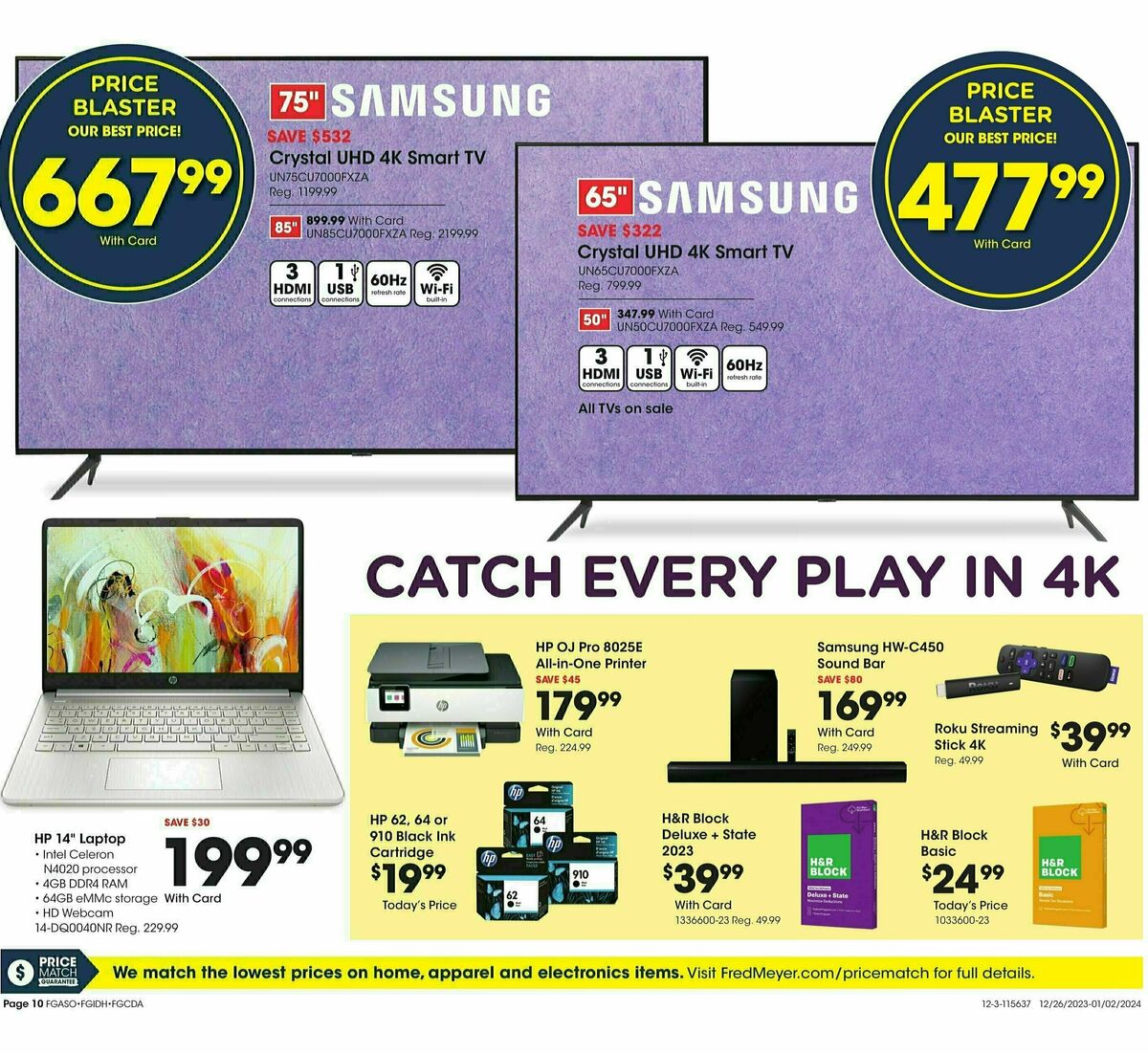 Fred Meyer General Merchandise Weekly Ad from December 27